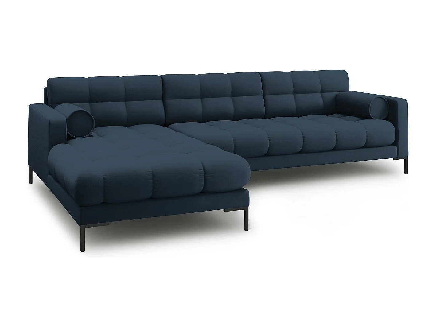 Cosmopolitan Design - 5-Sitzer Ecksofa links "Bali" aus strukturiertem Stoff blau - 293x185x75cm