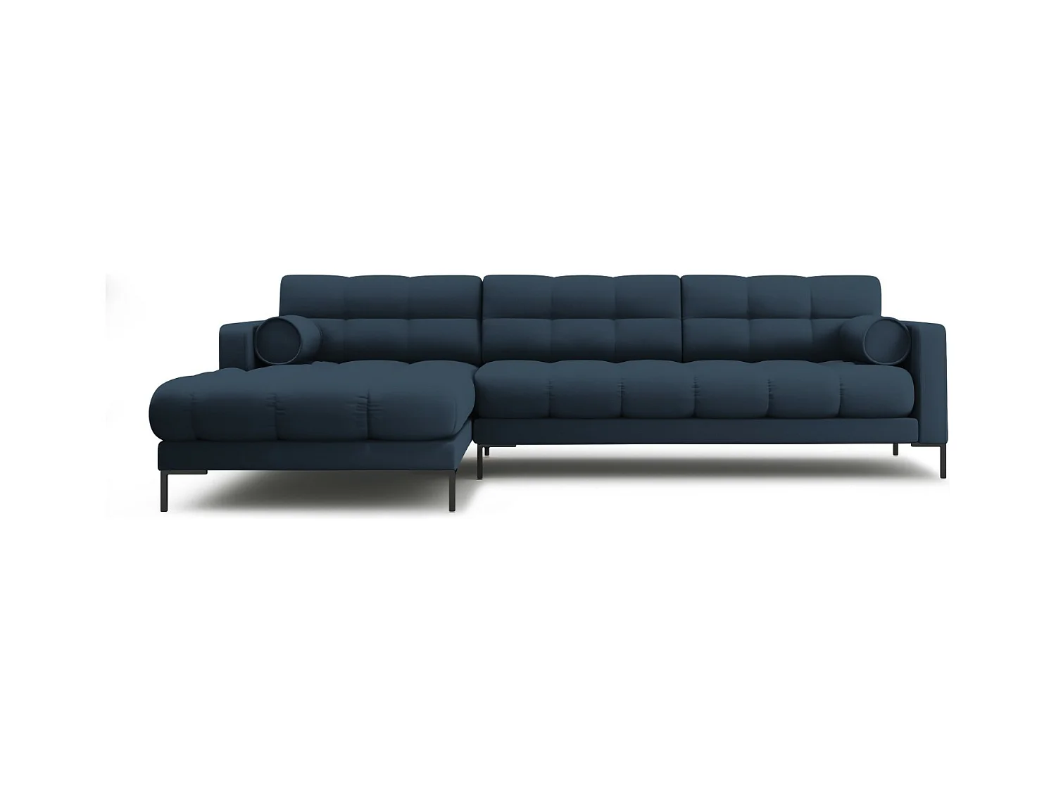 Cosmopolitan Design - Linker hoekbank "Bali" 5 zitplaatsen, Structurele stof, Blauw - 293x185x75cm