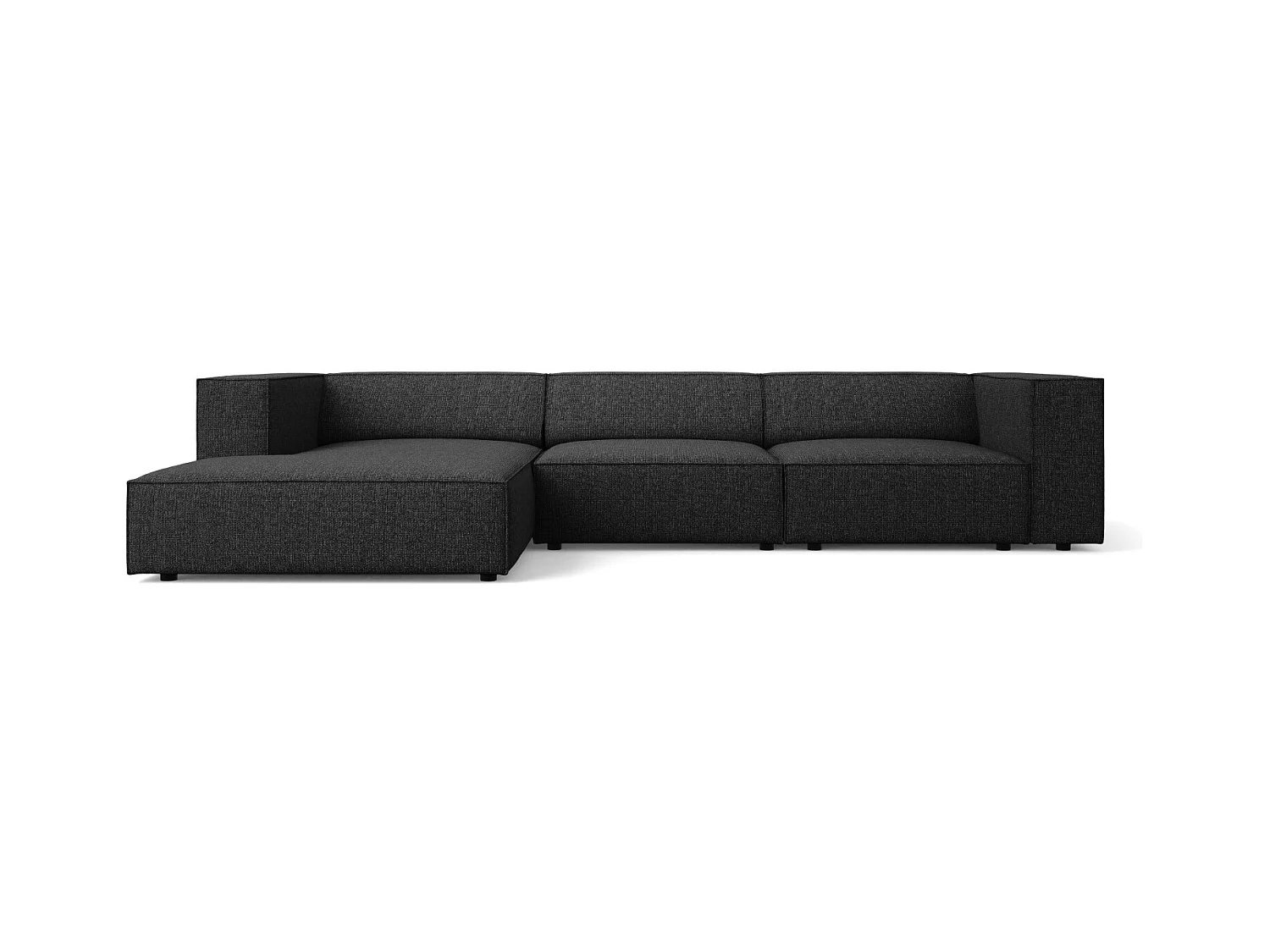 Cosmopolitan Design - Canapé d'angle gauche "Arendal" 4 places en chenille noir - 284x166x70cm