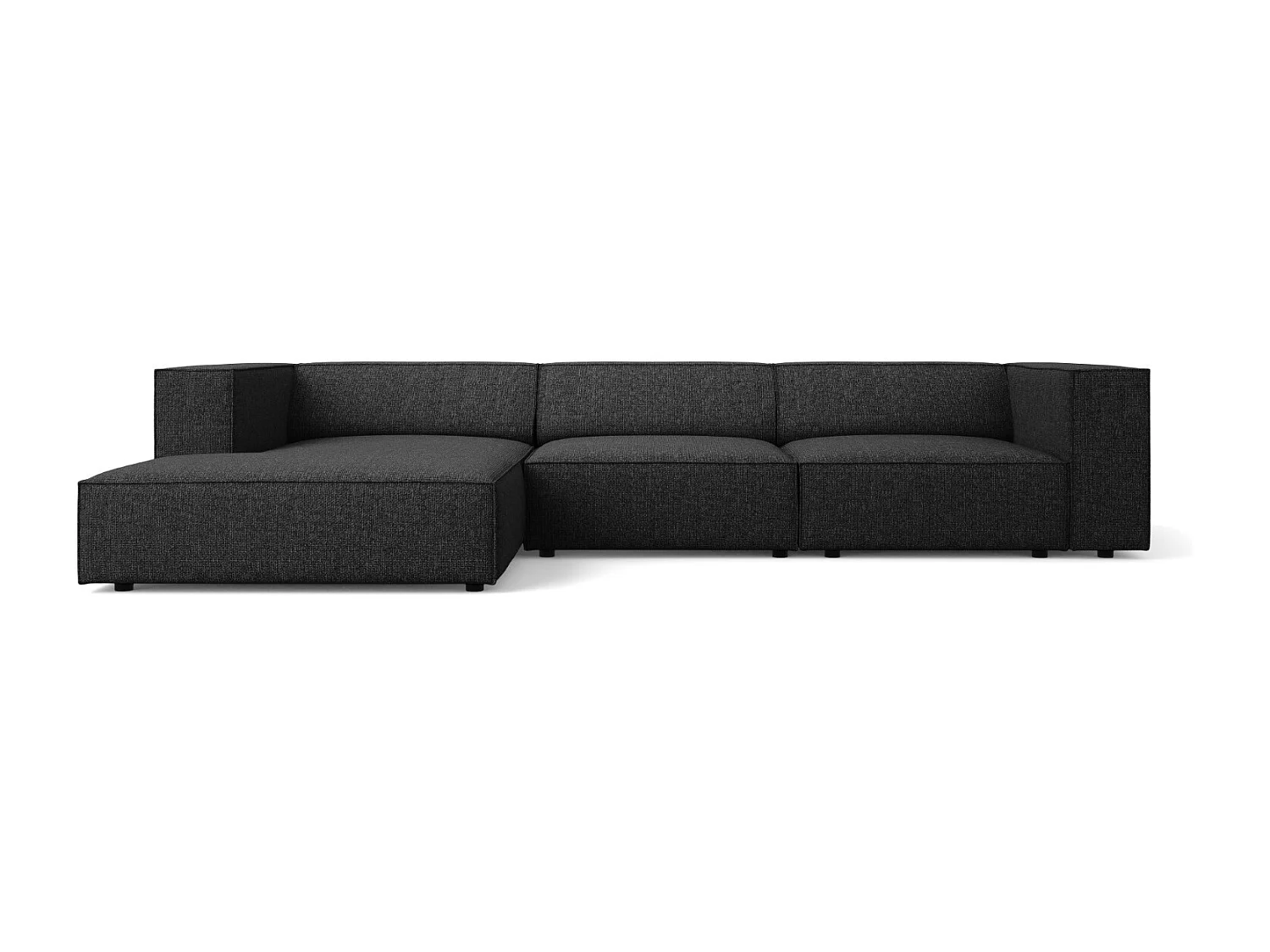 Cosmopolitan Design - Canapé d'angle gauche "Arendal" 4 places en chenille noir - 284x166x70cm