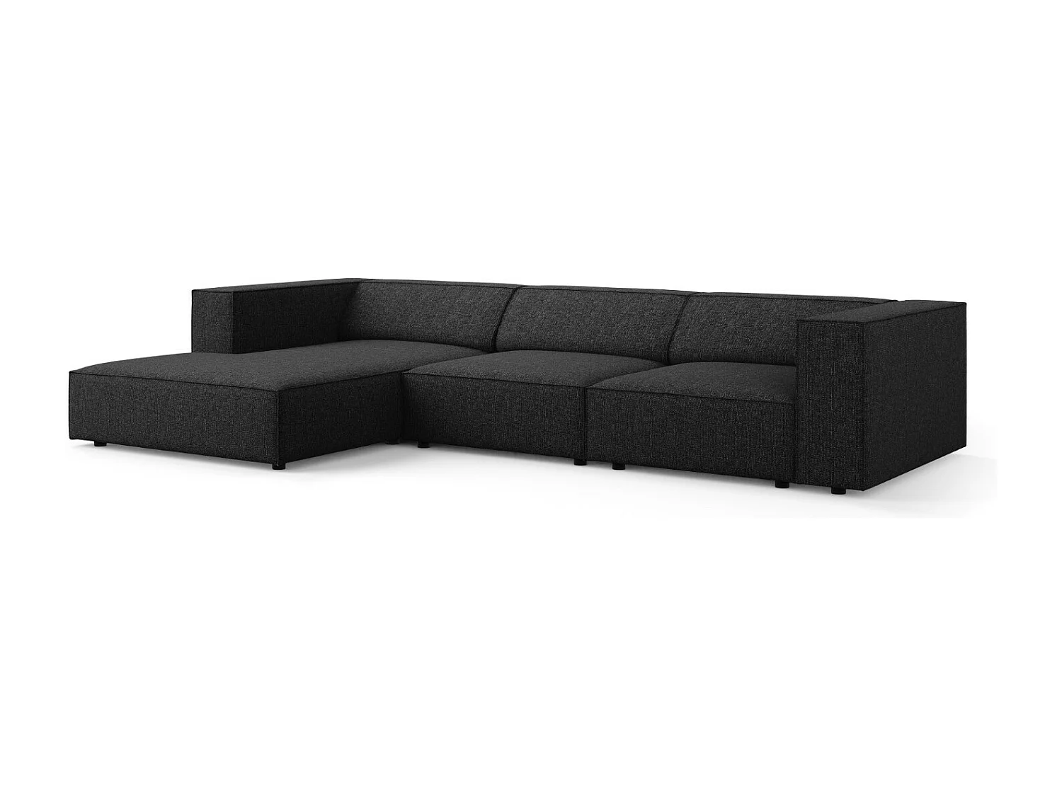 Cosmopolitan Design - Canapé d'angle gauche "Arendal" 4 places en chenille noir - 284x166x70cm