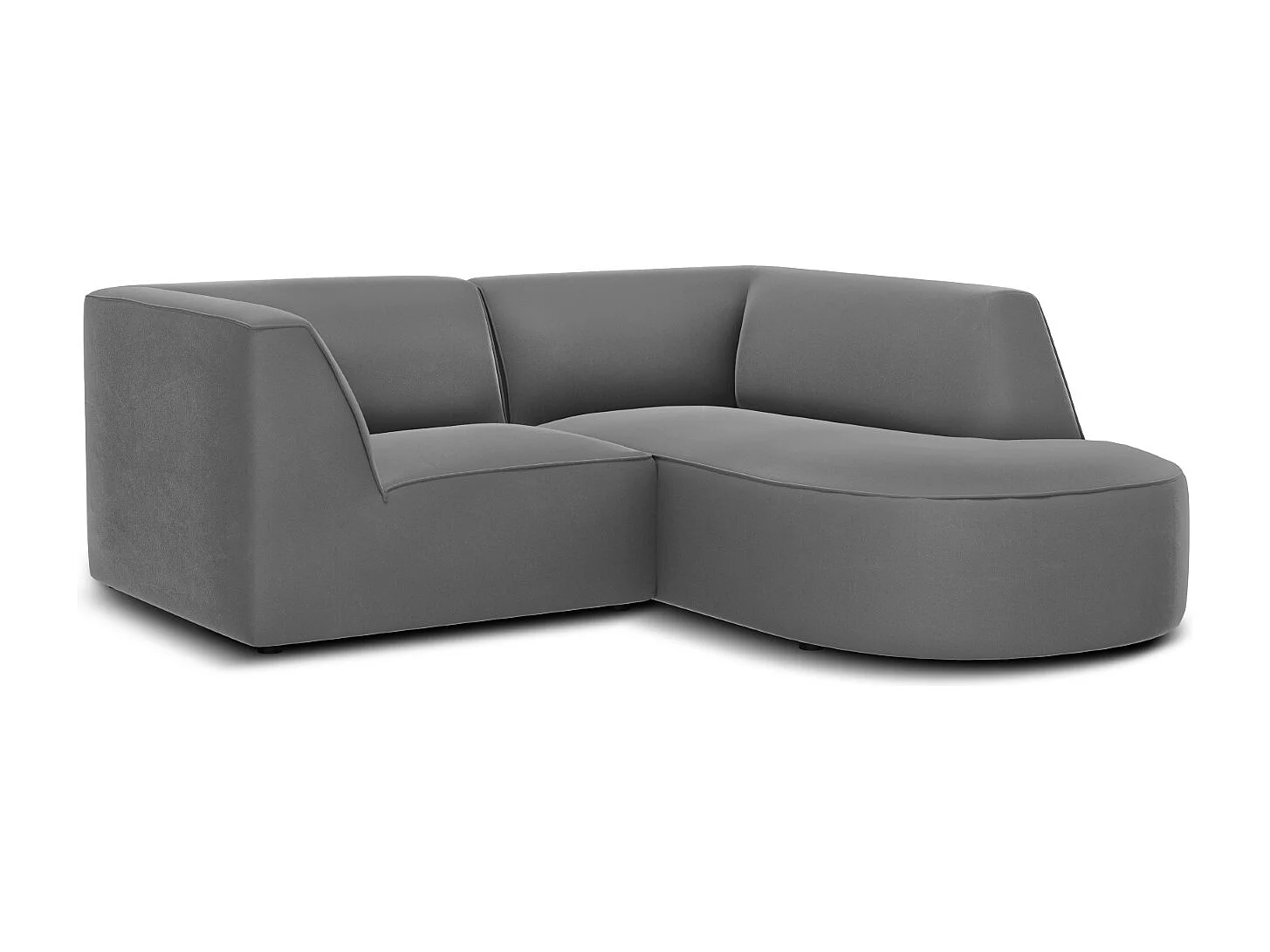 CXL by Christian Lacroix - Canapé d'angle droit "Charles" 3 places en velours gris foncé - 186x180x69cm