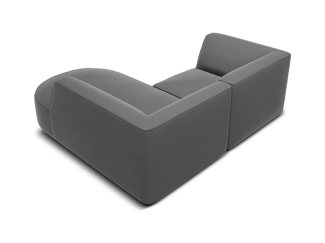 CXL by Christian Lacroix - Canapé d'angle droit "Charles" 3 places en velours gris foncé - 186x180x69cm