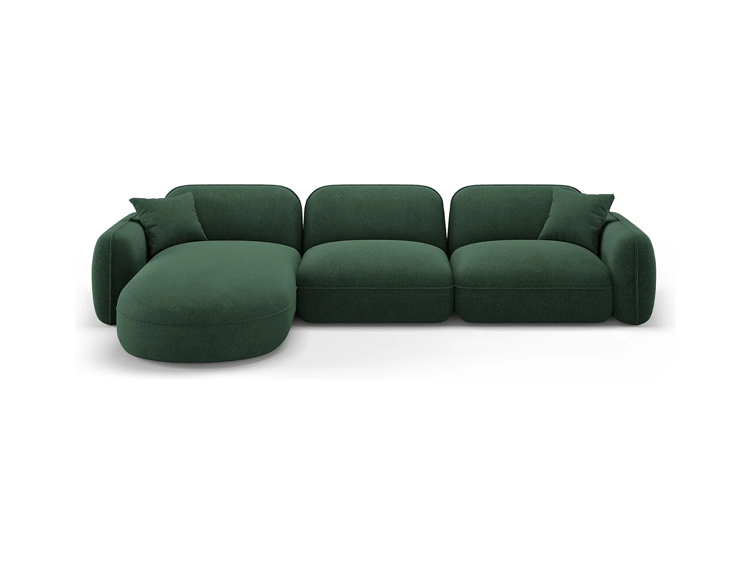 CXL by Christian Lacroix - Modulaire hoekbank links "Lucien" 4 zitplaatsen, Flueel, Groente - 320x165x70cm