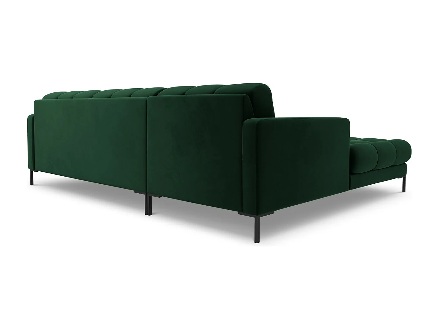 Cosmopolitan Design - Sofá de canto esquerdo "Bali" 5 lugares em veludo verde garrafa - 293x185x75cm