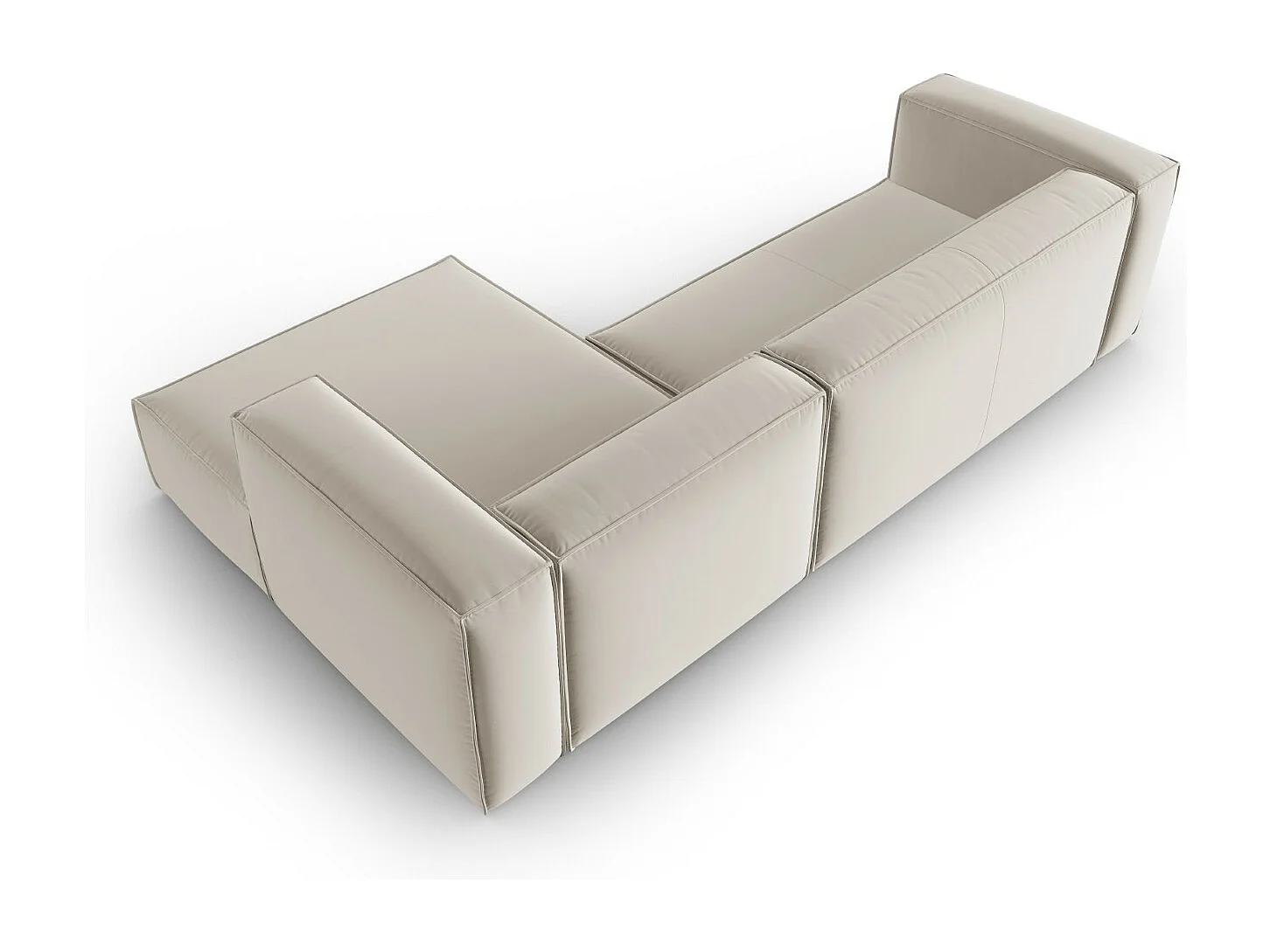 Cosmopolitan Design - 4-Sitzer Ecksofa rechts "Mackay" aus Samt Ecru - 282x166x73cm