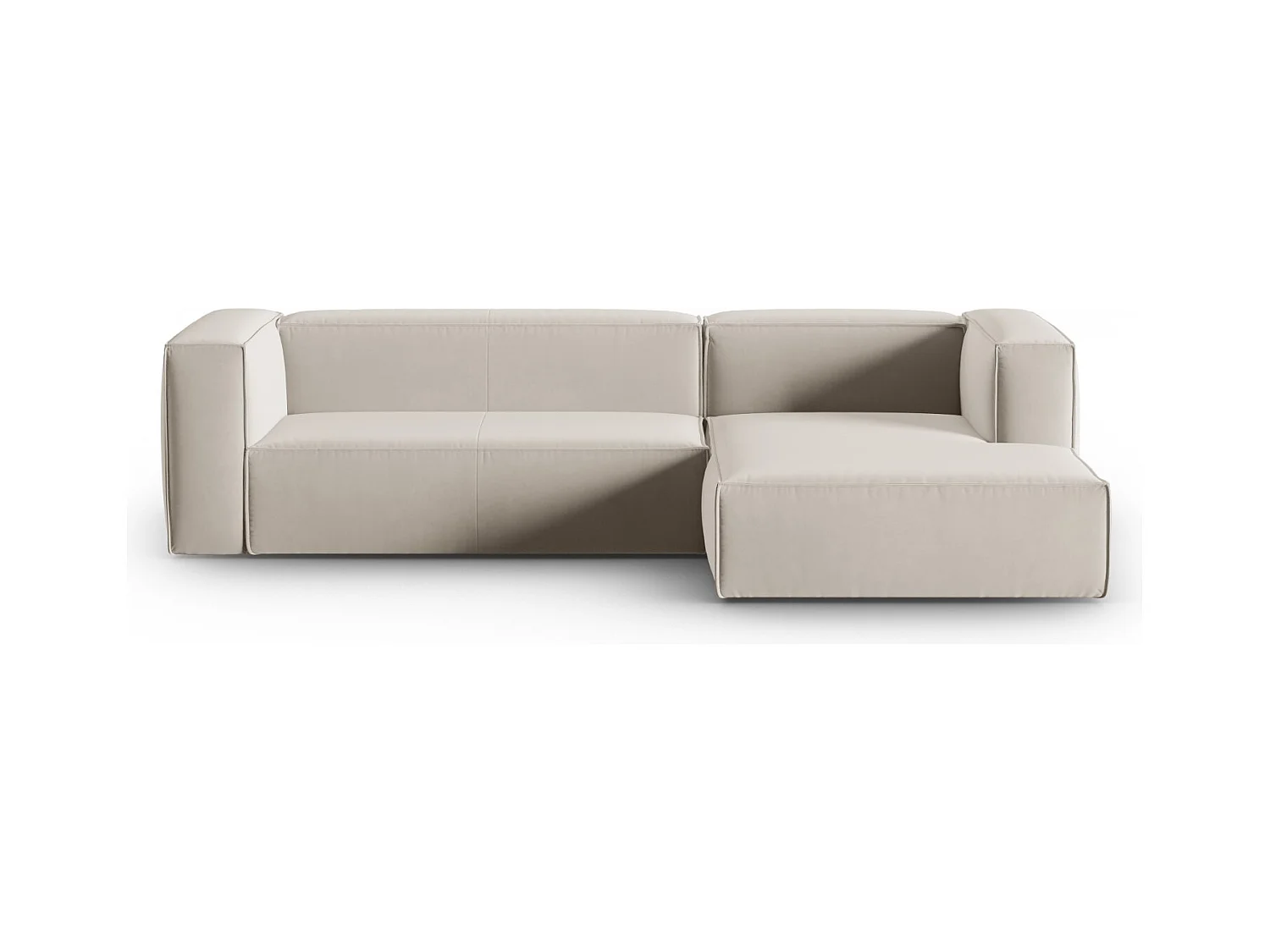 Cosmopolitan Design - Rechter hoekbank "Mackay" 4 zitplaatsen, Flueel, Ecru - 282x166x73cm
