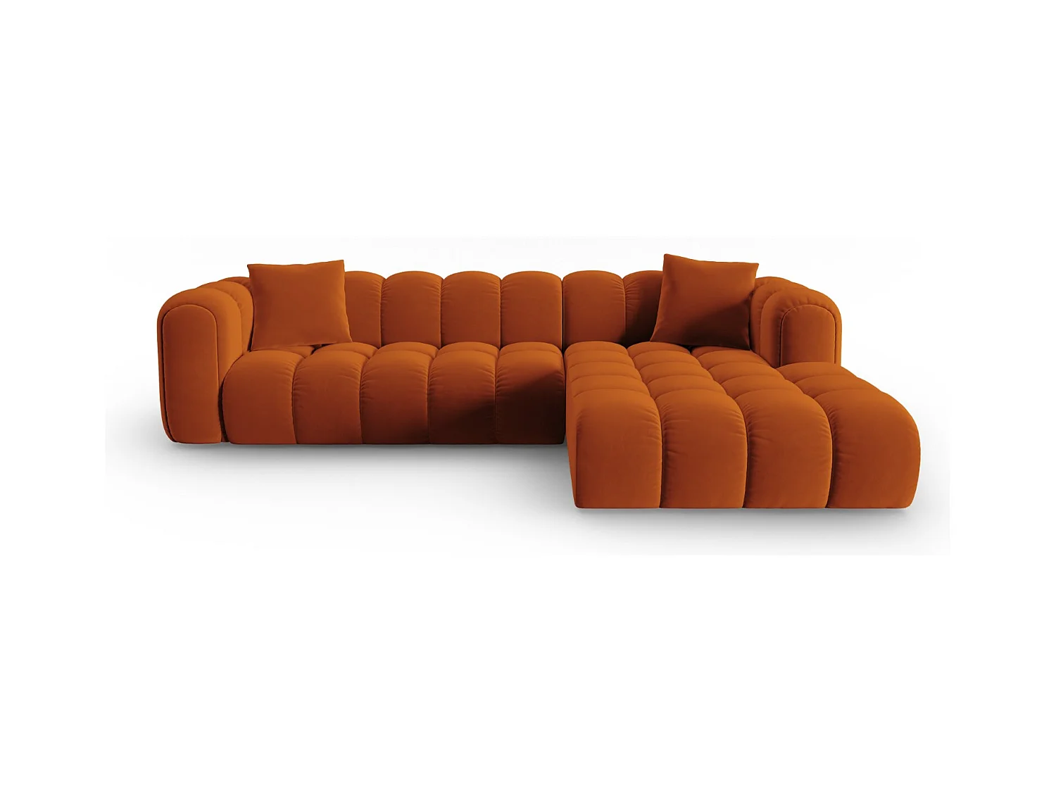 CXL by Christian Lacroix - Canapé d'angle droit modulable "Clotilde" 4 places en velours terracotta - 306x190x70cm