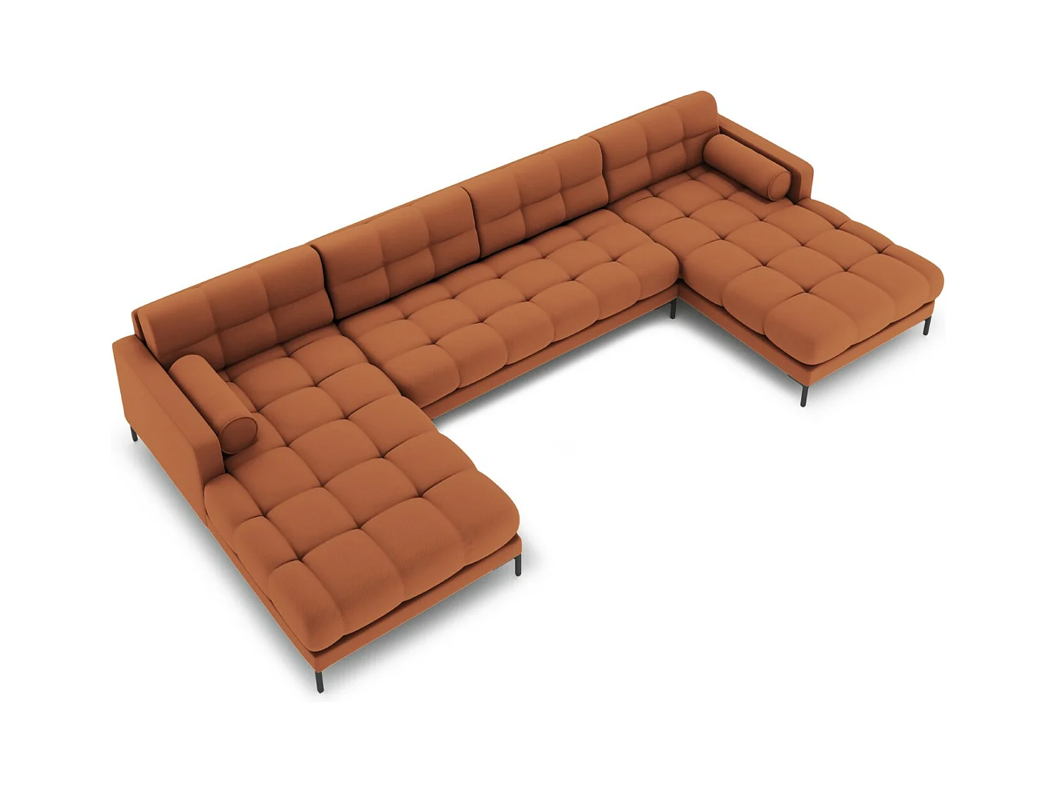 Cosmopolitan Design - Sofa panoramiczna, "Bali" 7 miejsc tkanina strukturalna, cegła - 383x185x75cm