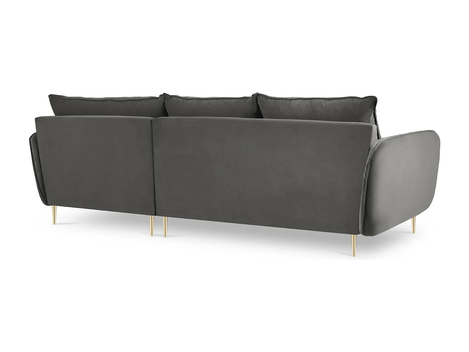Cosmopolitan Design - Canapé d'angle droit "Vienna" 5 places en velours gris - 255x170x95cm
