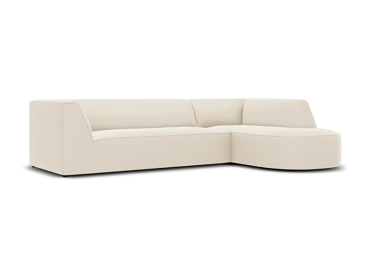 CXL by Christian Lacroix - Canapé d'angle droit "Charles" 4 places en velours beige - 273x180x69cm