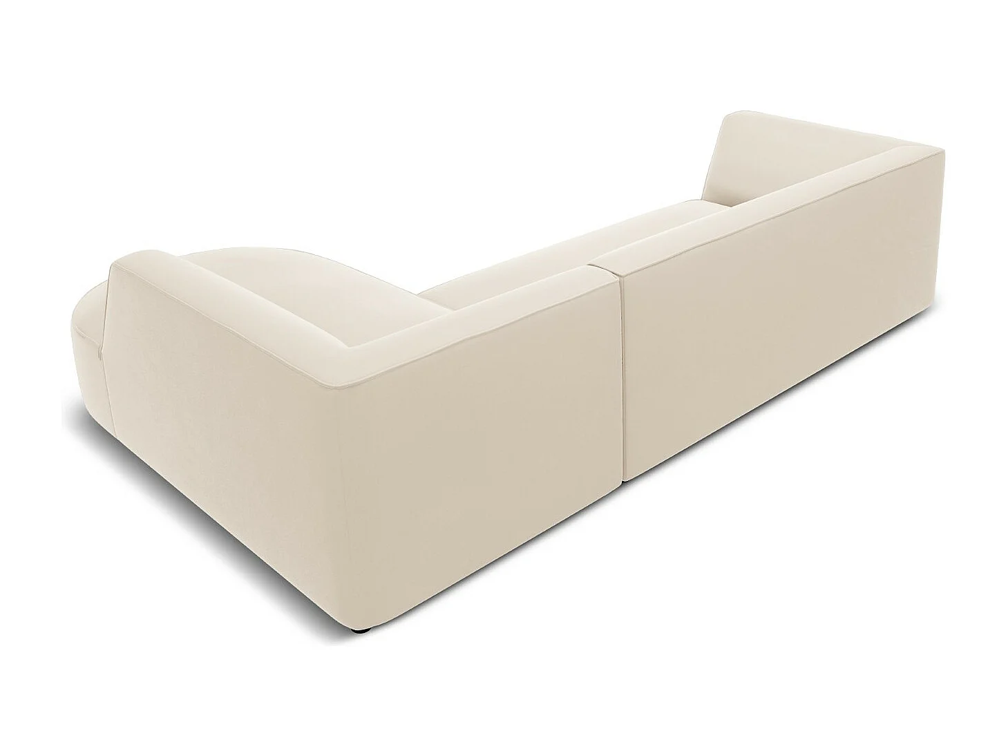 CXL by Christian Lacroix - Canapé d'angle droit "Charles" 4 places en velours beige - 273x180x69cm