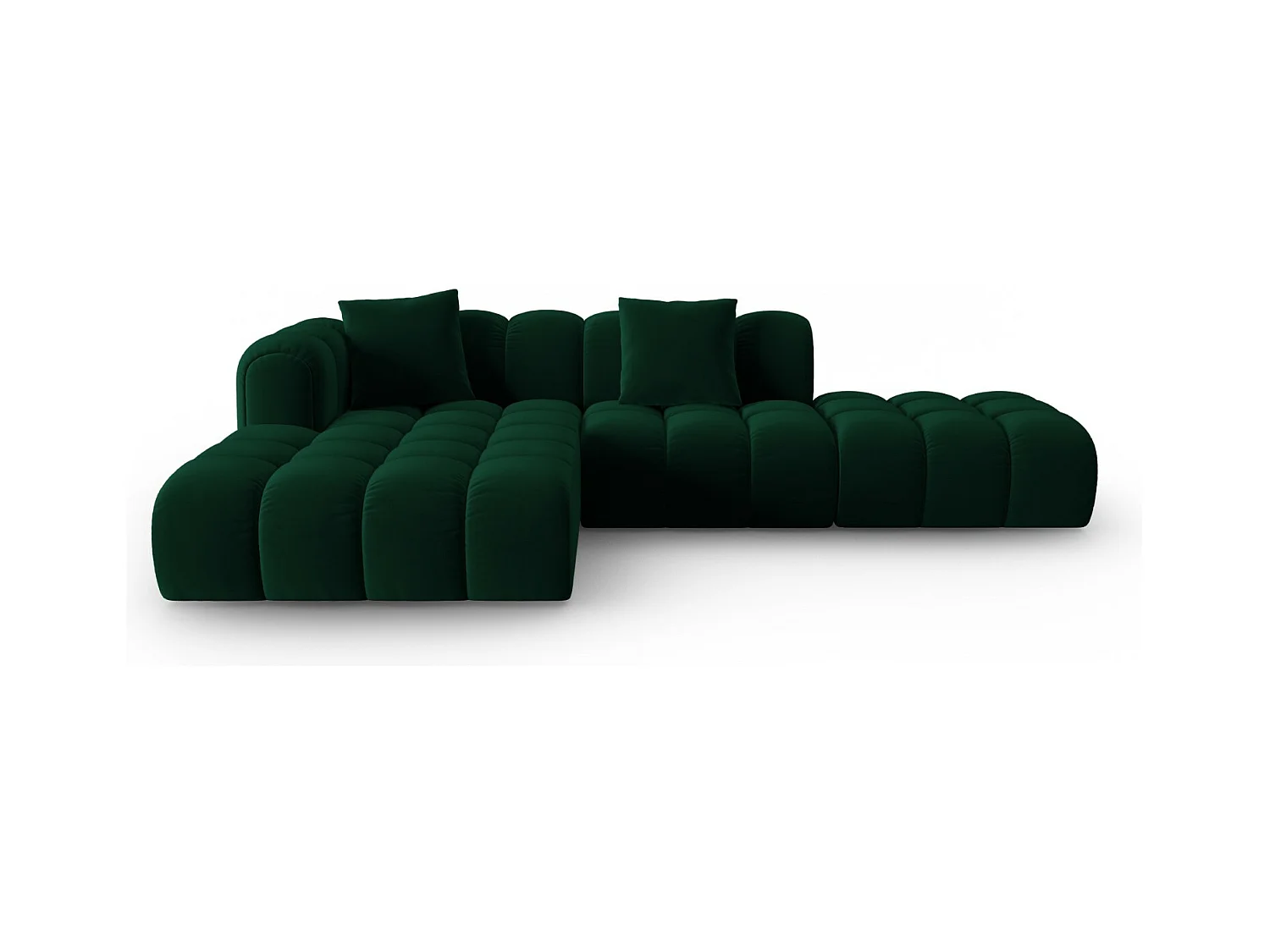 CXL by Christian Lacroix - Modulaire hoekbank links "Clotilde" 4 zitplaatsen, Flueel, Flessengroen - 309x190x70cm