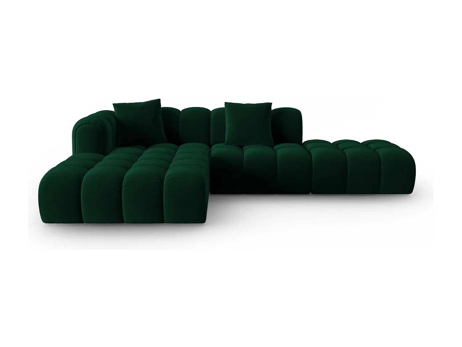 CXL by Christian Lacroix - Narożnik lewy panoramiczny, "Clotilde" 4 miejsca welur, zielony butelkowy - 309x190x70cm