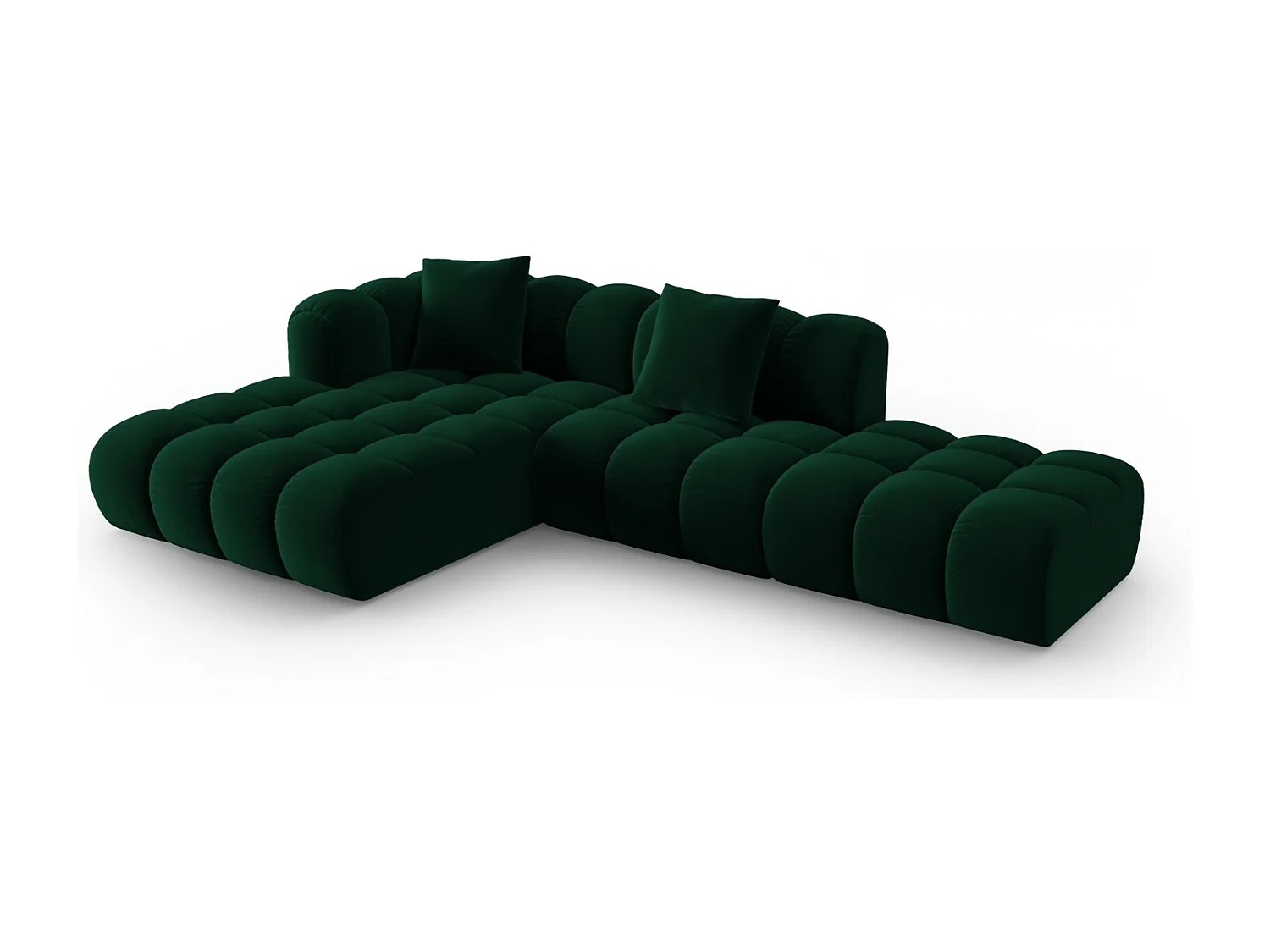 CXL by Christian Lacroix - Narożnik lewy panoramiczny, "Clotilde" 4 miejsca welur, zielony butelkowy - 309x190x70cm