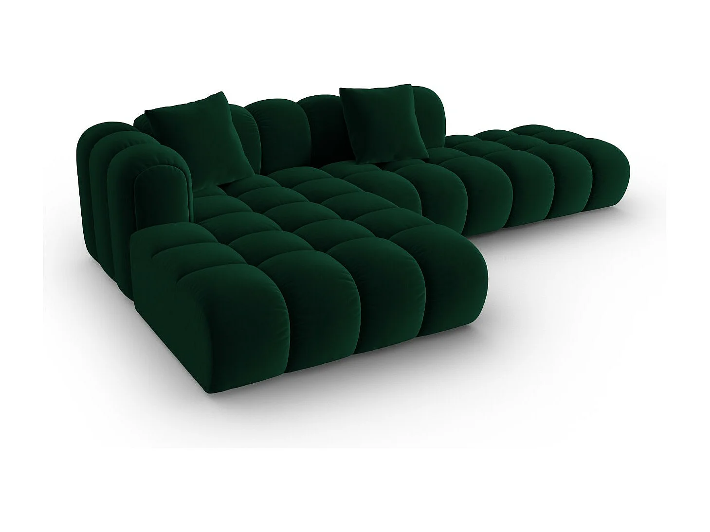 CXL by Christian Lacroix - Narożnik lewy panoramiczny, "Clotilde" 4 miejsca welur, zielony butelkowy - 309x190x70cm