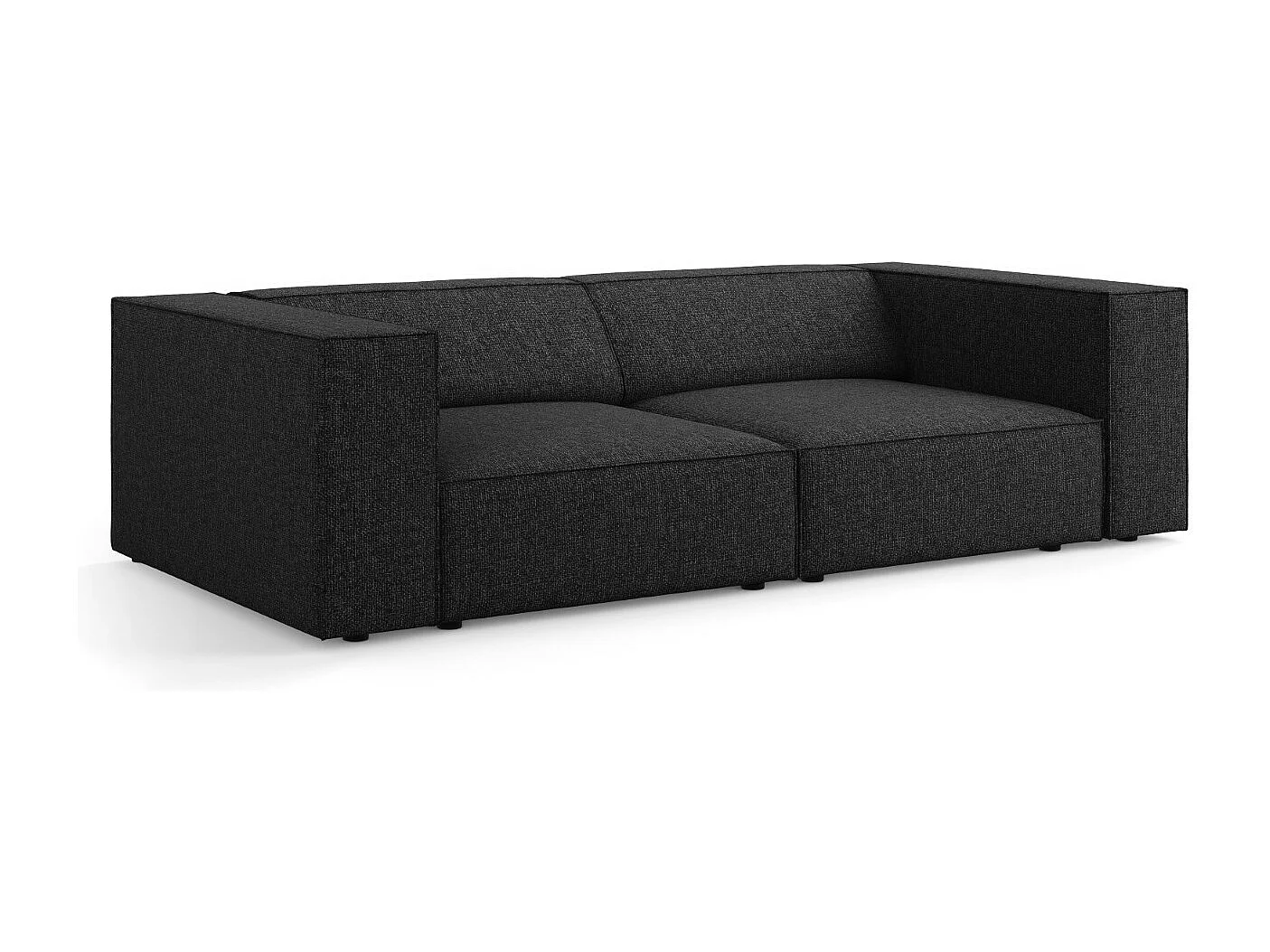Cosmopolitan Design - Bank "Arendal" 3 zitplaatsen, Chenille, Zwart - 204x102x70cm