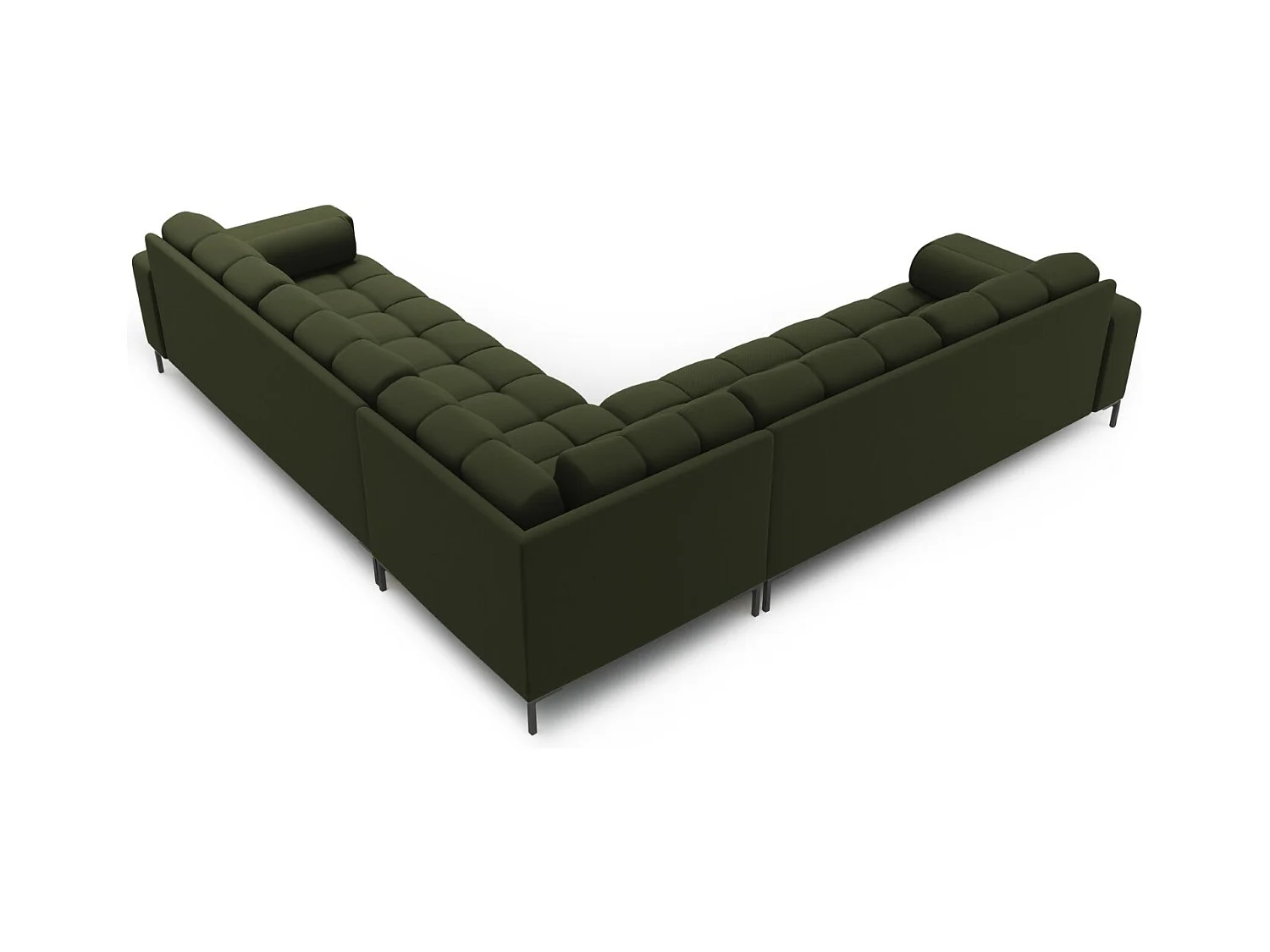 Cosmopolitan Design - Canapé d'angle symétrique "Bali" 6 places en tissu structurel vert - 256x256x75cm