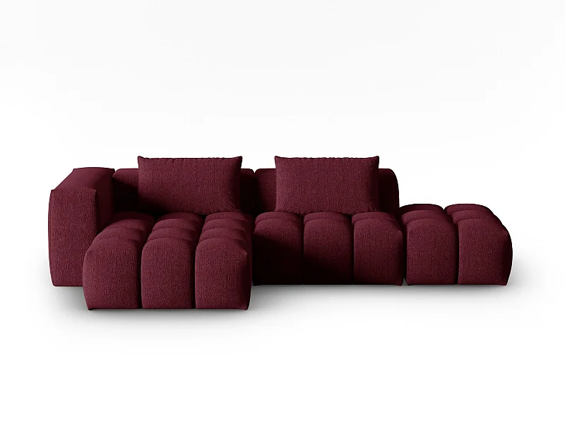 CXL by Christian Lacroix - Canapé d'angle gauche modulable "Lorella" 4 places en tissu structurel bordeaux - 265x145x70cm