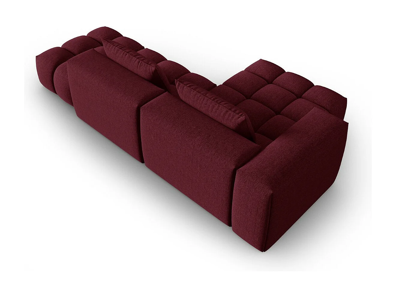 CXL by Christian Lacroix - Modulaire hoekbank links "Lorella" 4 zitplaatsen, Structurele stof, Bordeaux - 265x145x70cm