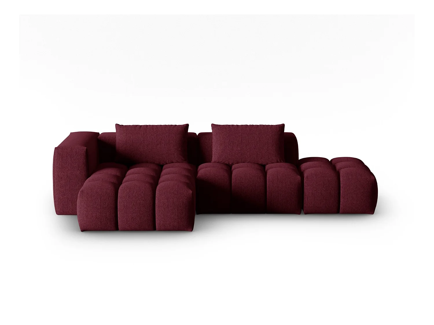 CXL by Christian Lacroix - Canapé d'angle gauche modulable "Lorella" 4 places en tissu structurel bordeaux - 265x145x70cm