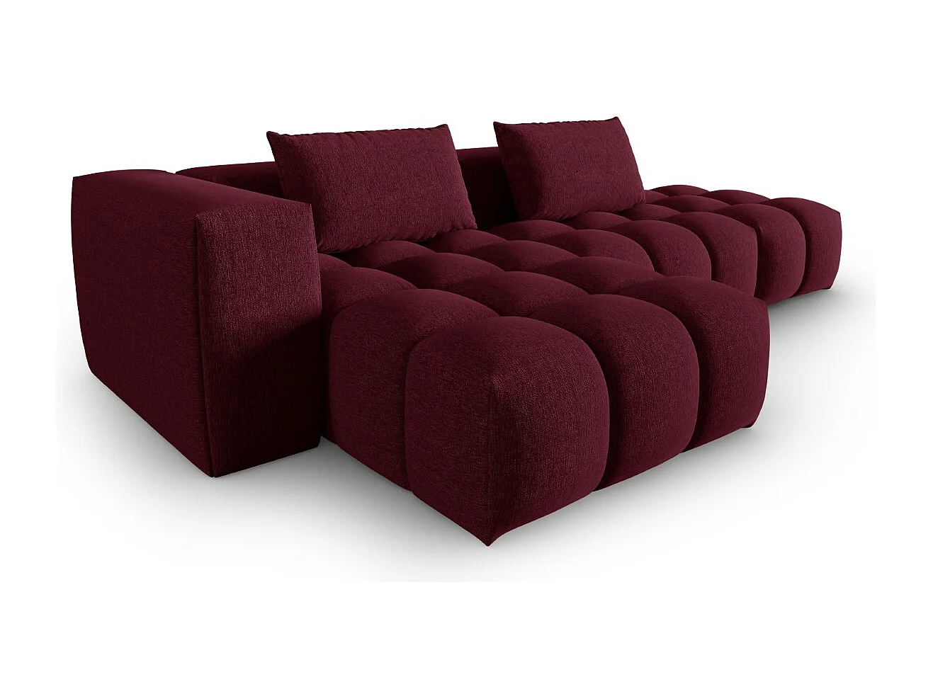 CXL by Christian Lacroix - Canapé d'angle gauche modulable "Lorella" 4 places en tissu structurel bordeaux - 265x145x70cm
