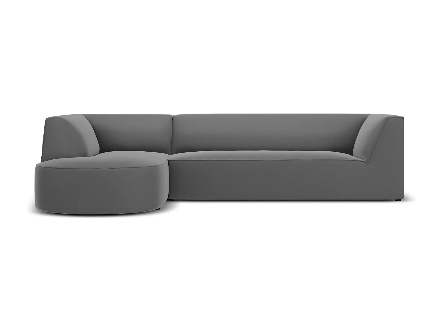 CXL by Christian Lacroix - Canapé d'angle gauche "Charles" 4 places en velours gris foncé - 273x180x69cm