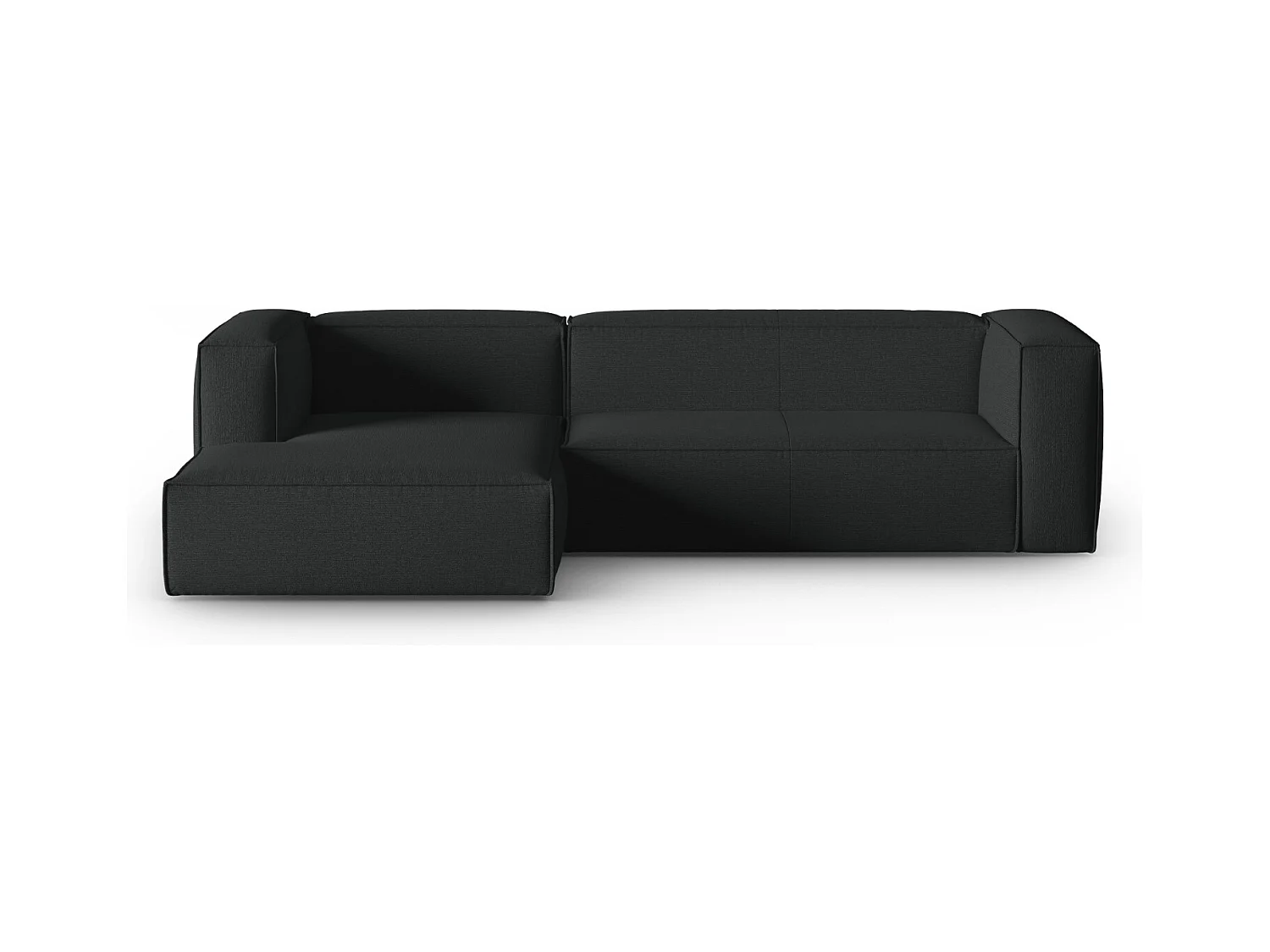 Cosmopolitan Design - Linker hoekbank "Mackay" 4 zitplaatsen, Gestructureerd fluweel, Antraciet - 282x166x73cm