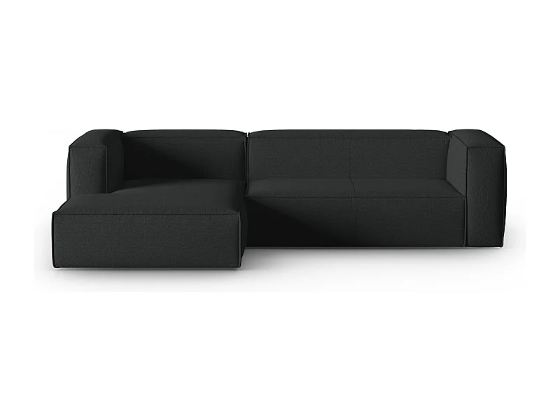 Cosmopolitan Design - Canapé d'angle gauche "Mackay" 4 places en velours structuré anthracite - 282x166x73cm