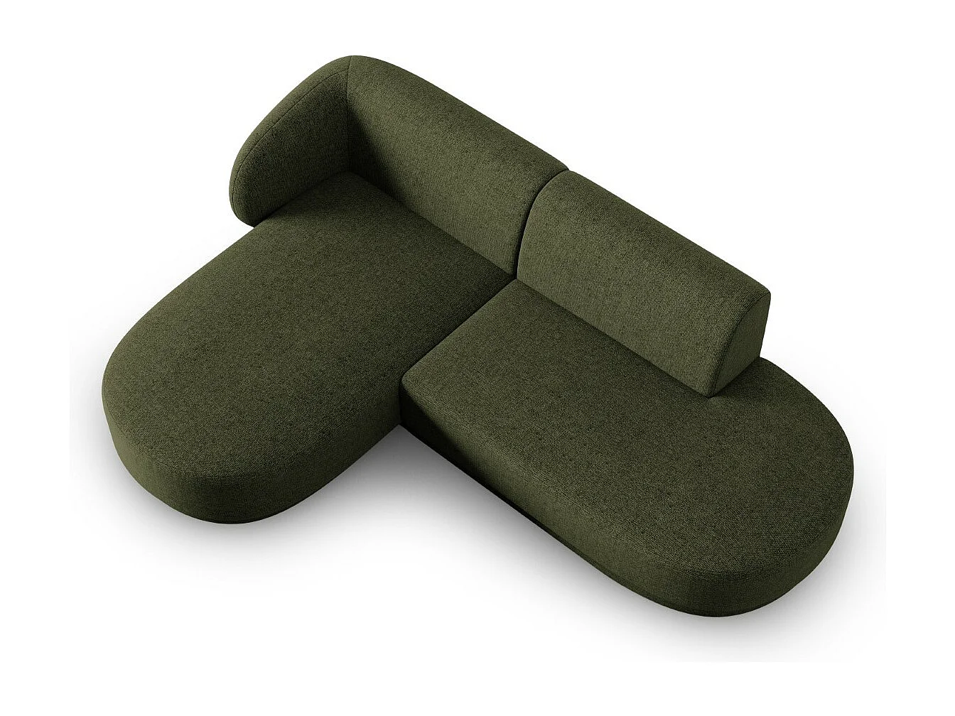 CXL by Christian Lacroix - Modulaire hoekbank links "Lionel" 4 zitplaatsen, Chenille, Heide Groen - 233x155x74cm