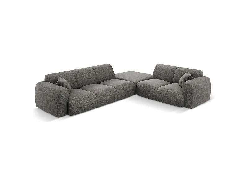 Cosmopolitan Design - Sofá de canto direito "Nolio" 4 lugares em tecido chenille cinza - 315x250x72cm