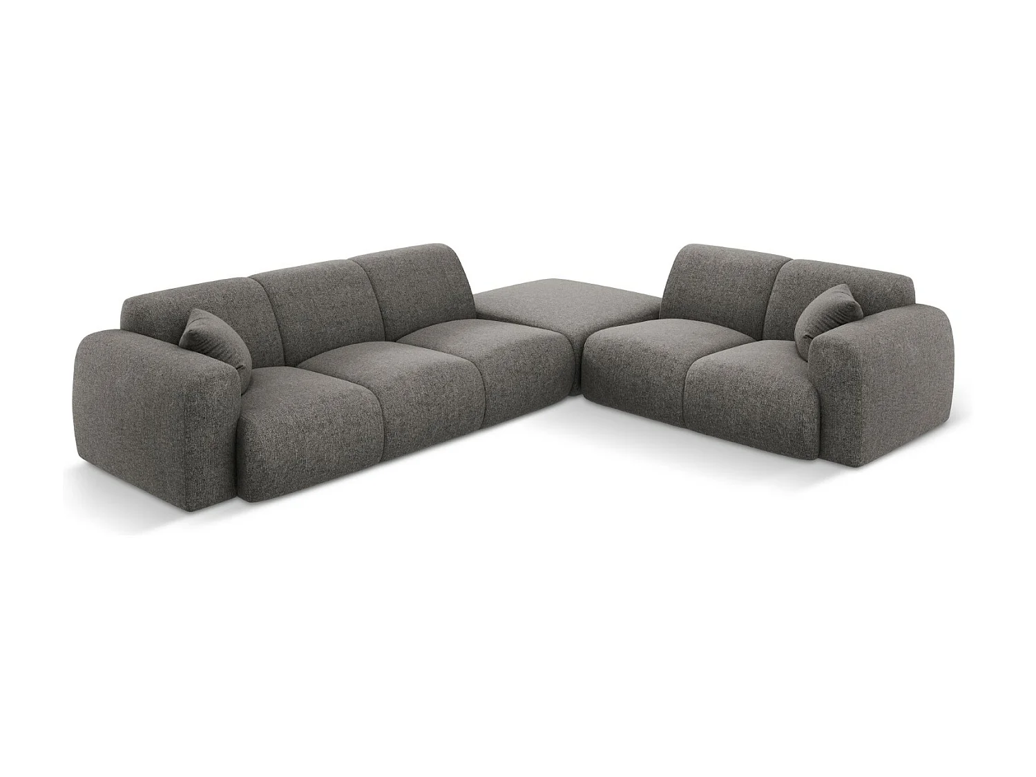 Cosmopolitan Design - Divano angolare destro "Nolio" 4 posti in ciniglia grigio - 315x250x72cm