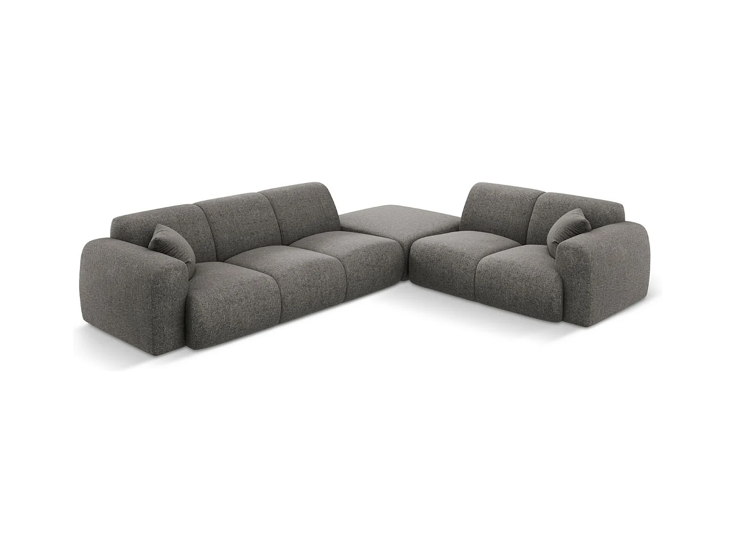 Cosmopolitan Design - Canapé d'angle droit "Nolio" 4 places en chenille gris - 315x250x72cm