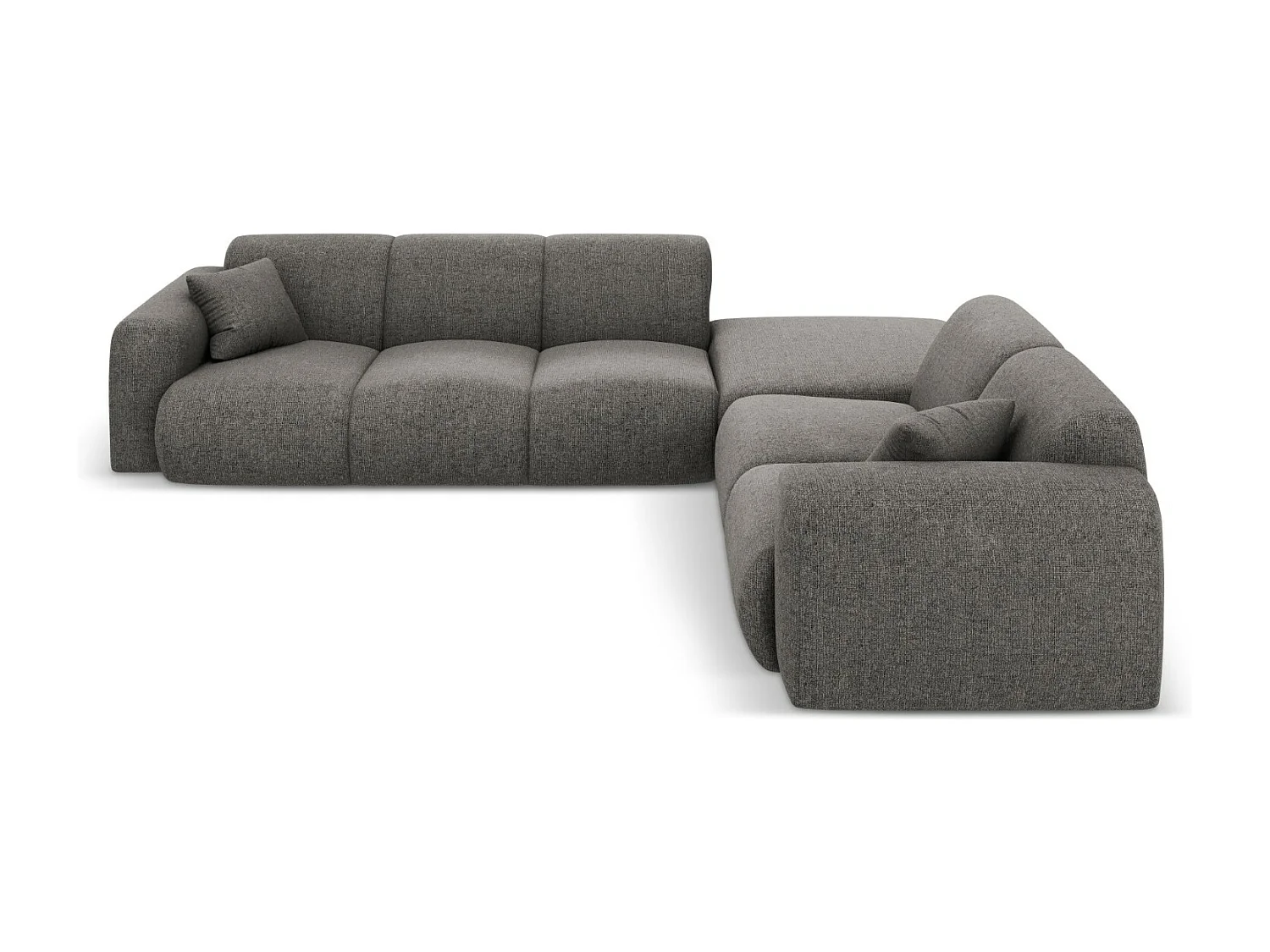Cosmopolitan Design - Canapé d'angle droit "Nolio" 4 places en chenille gris - 315x250x72cm
