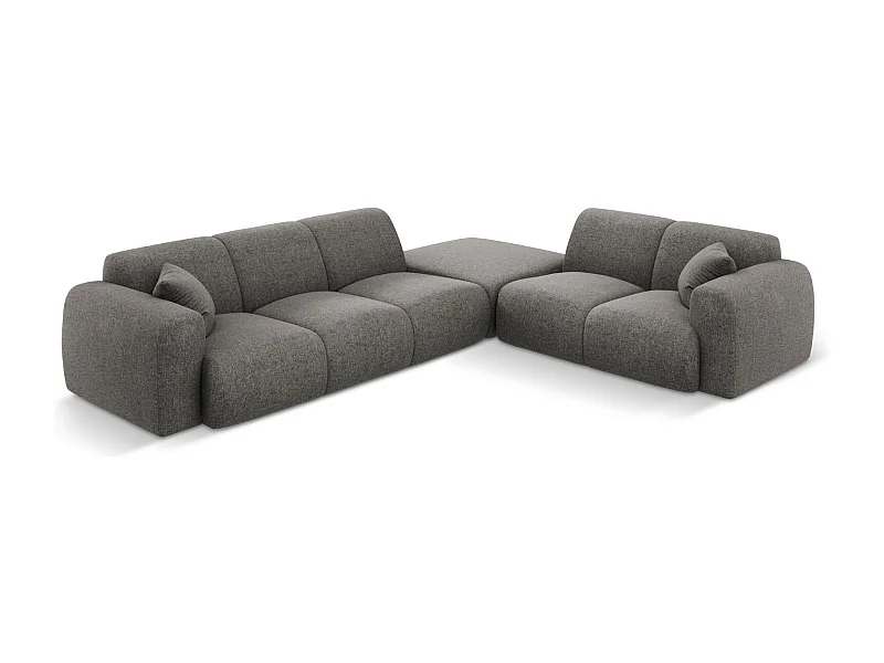 Cosmopolitan Design - Canapé d'angle droit "Nolio" 4 places en chenille gris - 315x250x72cm