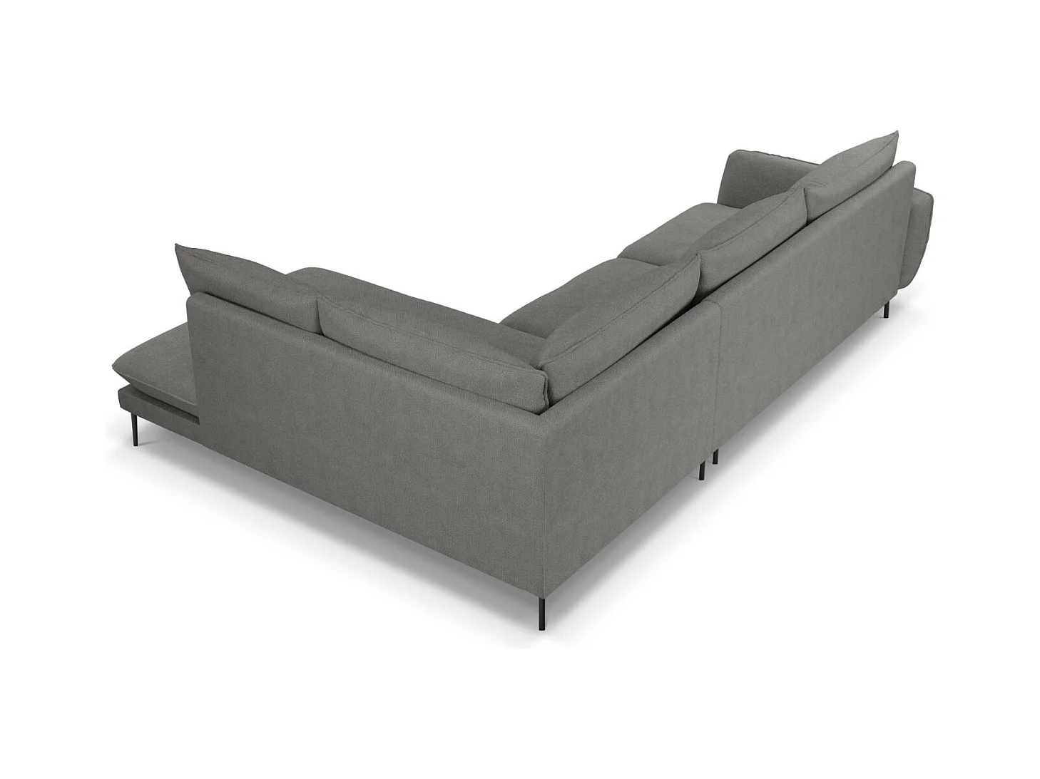 Cosmopolitan Design - Sofá de canto direito "Vienna" 6 lugares em tecido estrutural cinza escuro - 275x185x95cm