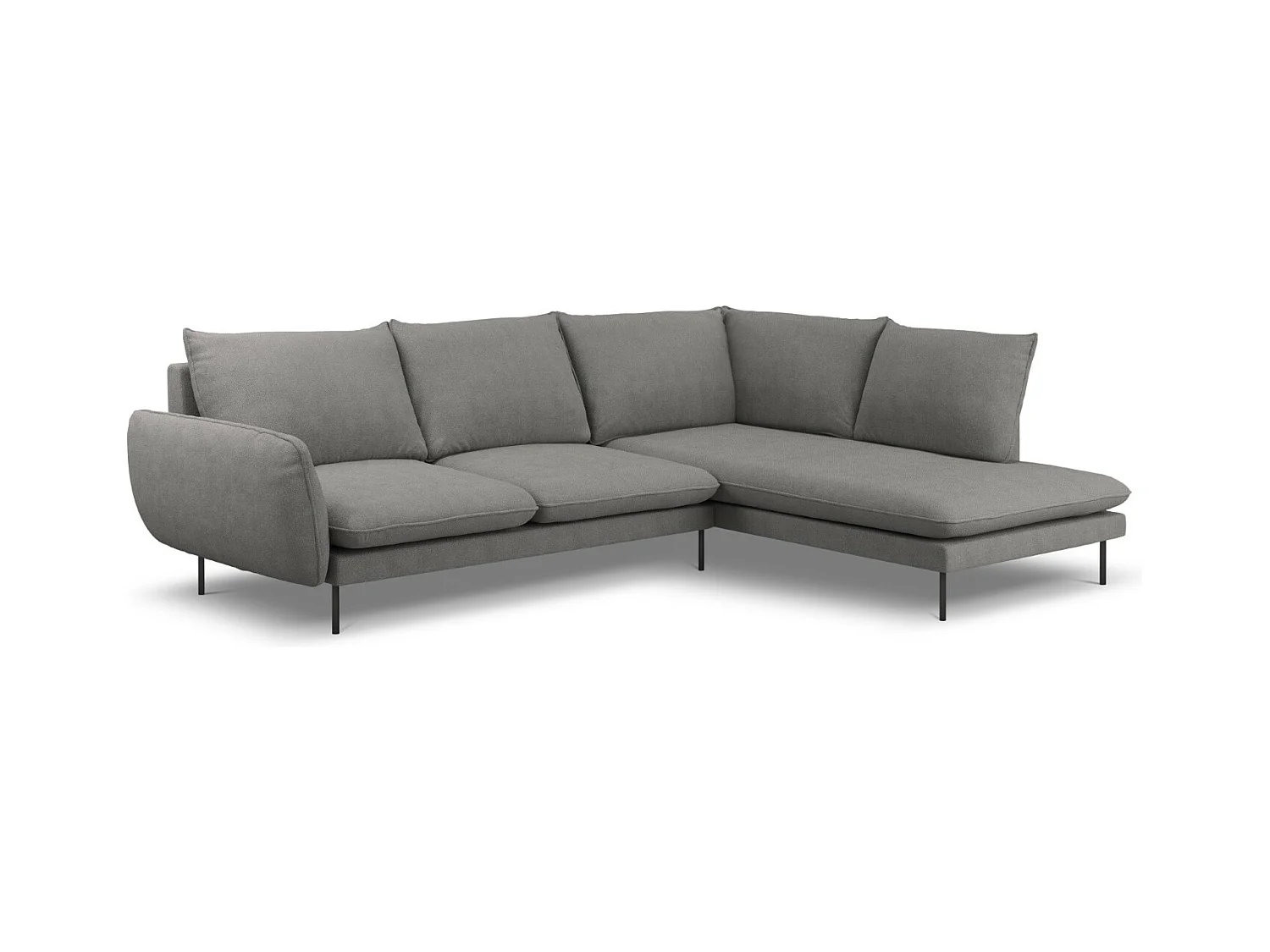 Cosmopolitan Design - Sofá de canto direito "Vienna" 6 lugares em tecido estrutural cinza escuro - 275x185x95cm