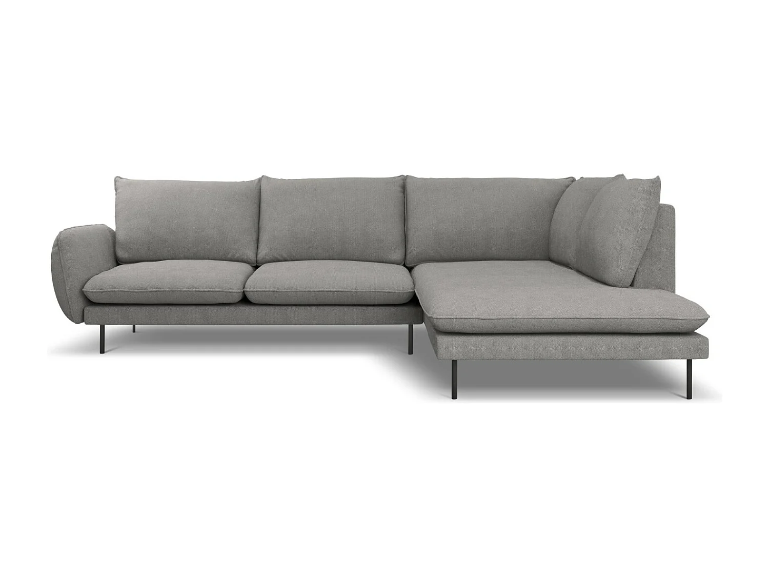 Cosmopolitan Design - Sofá de canto direito "Vienna" 6 lugares em tecido estrutural cinza escuro - 275x185x95cm