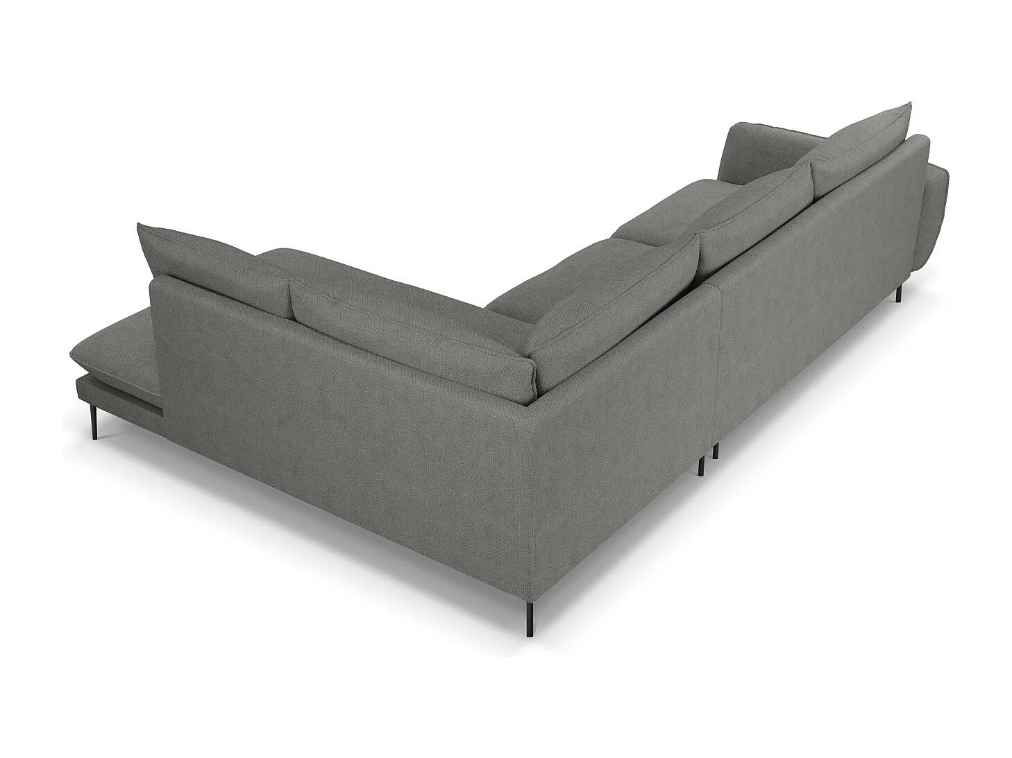 Cosmopolitan Design - Sofá de canto direito "Vienna" 6 lugares em tecido estrutural cinza escuro - 275x185x95cm