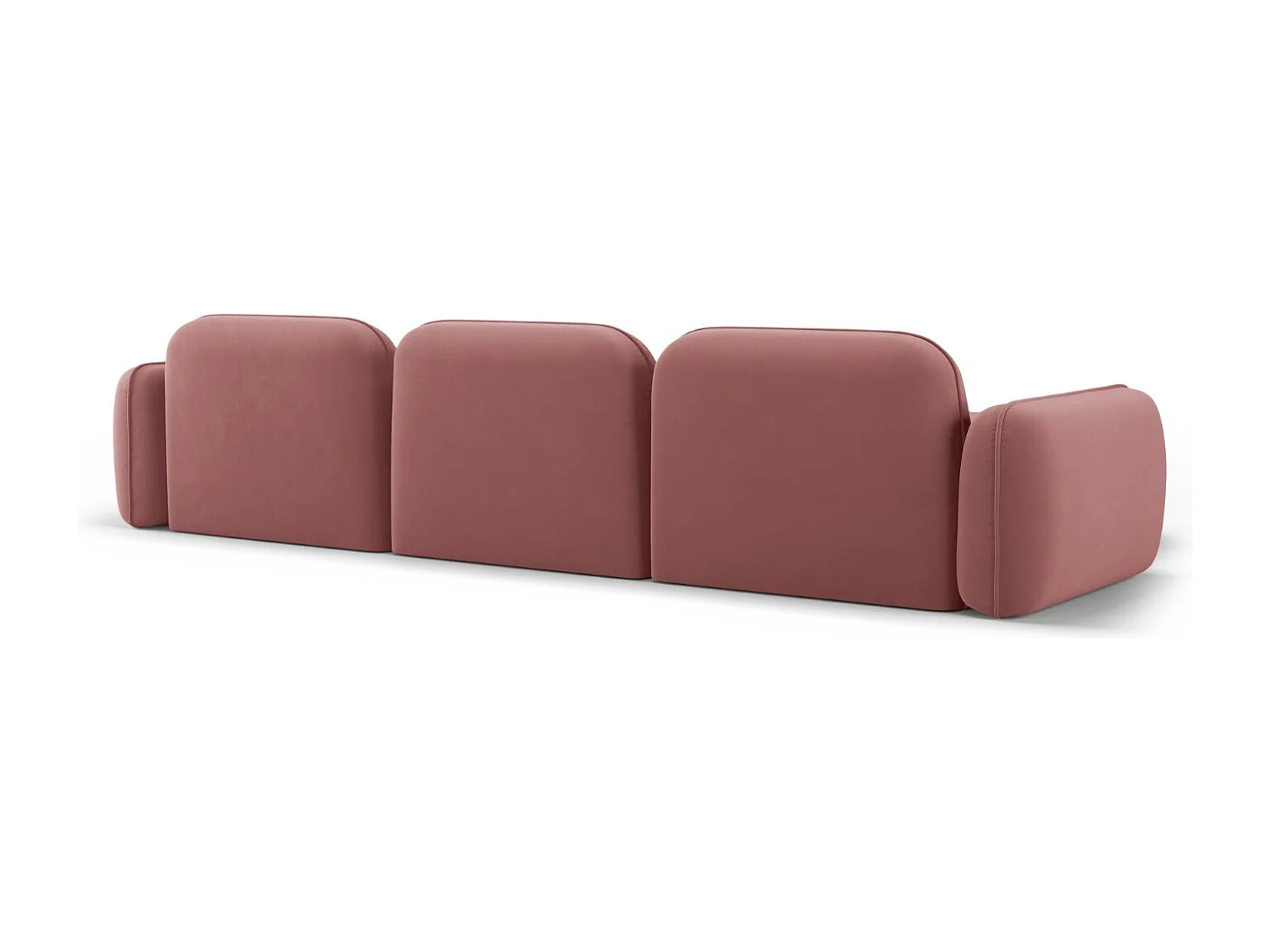Cosmopolitan Design - Modulaire hoekbank links "Sydney" 4 zitplaatsen, Flueel, Zalm - 320x165x70cm