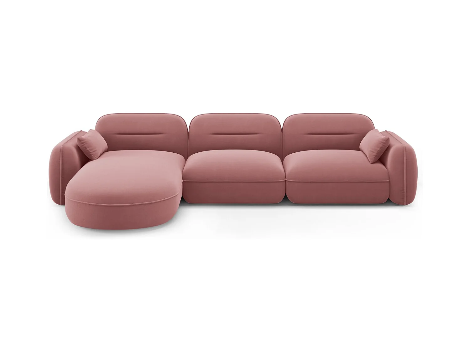 Cosmopolitan Design - Modulaire hoekbank links "Sydney" 4 zitplaatsen, Flueel, Zalm - 320x165x70cm