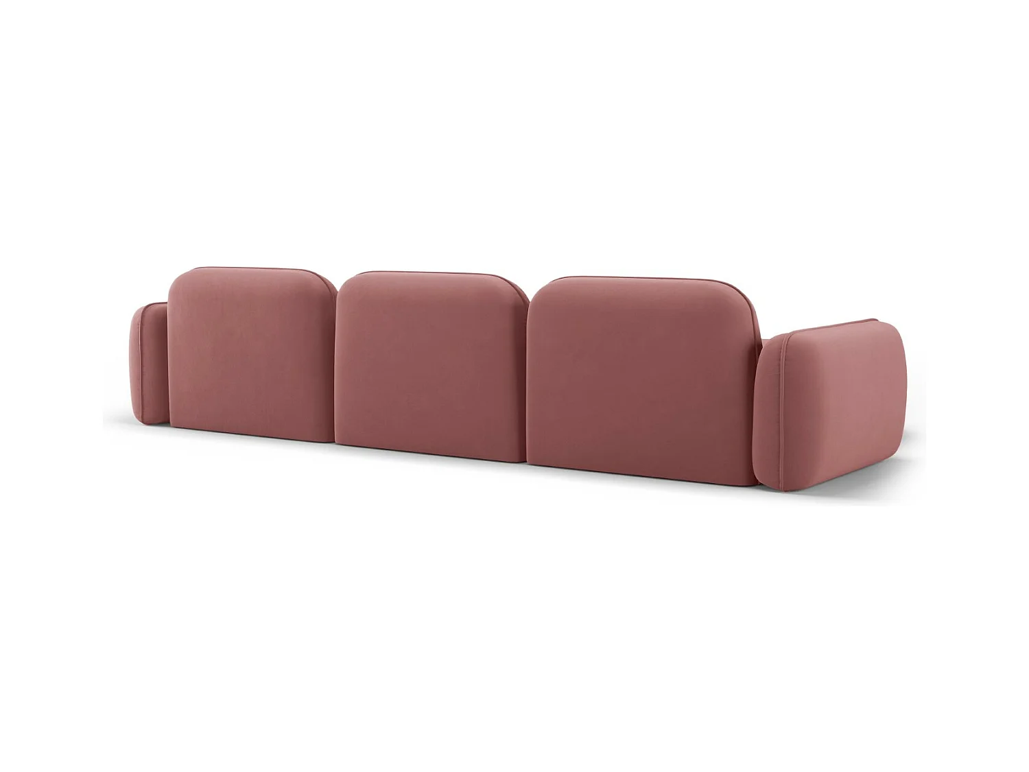 Cosmopolitan Design - Canapé d'angle gauche modulable "Sydney" 4 places en velours saumon - 320x165x70cm