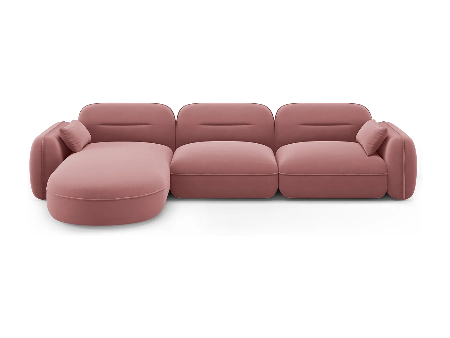 Cosmopolitan Design - Canapé d'angle gauche modulable "Sydney" 4 places en velours saumon - 320x165x70cm