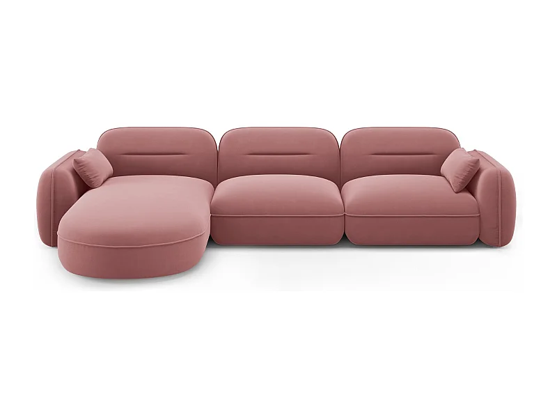 Cosmopolitan Design - Canapé d'angle gauche modulable "Sydney" 4 places en velours saumon - 320x165x70cm