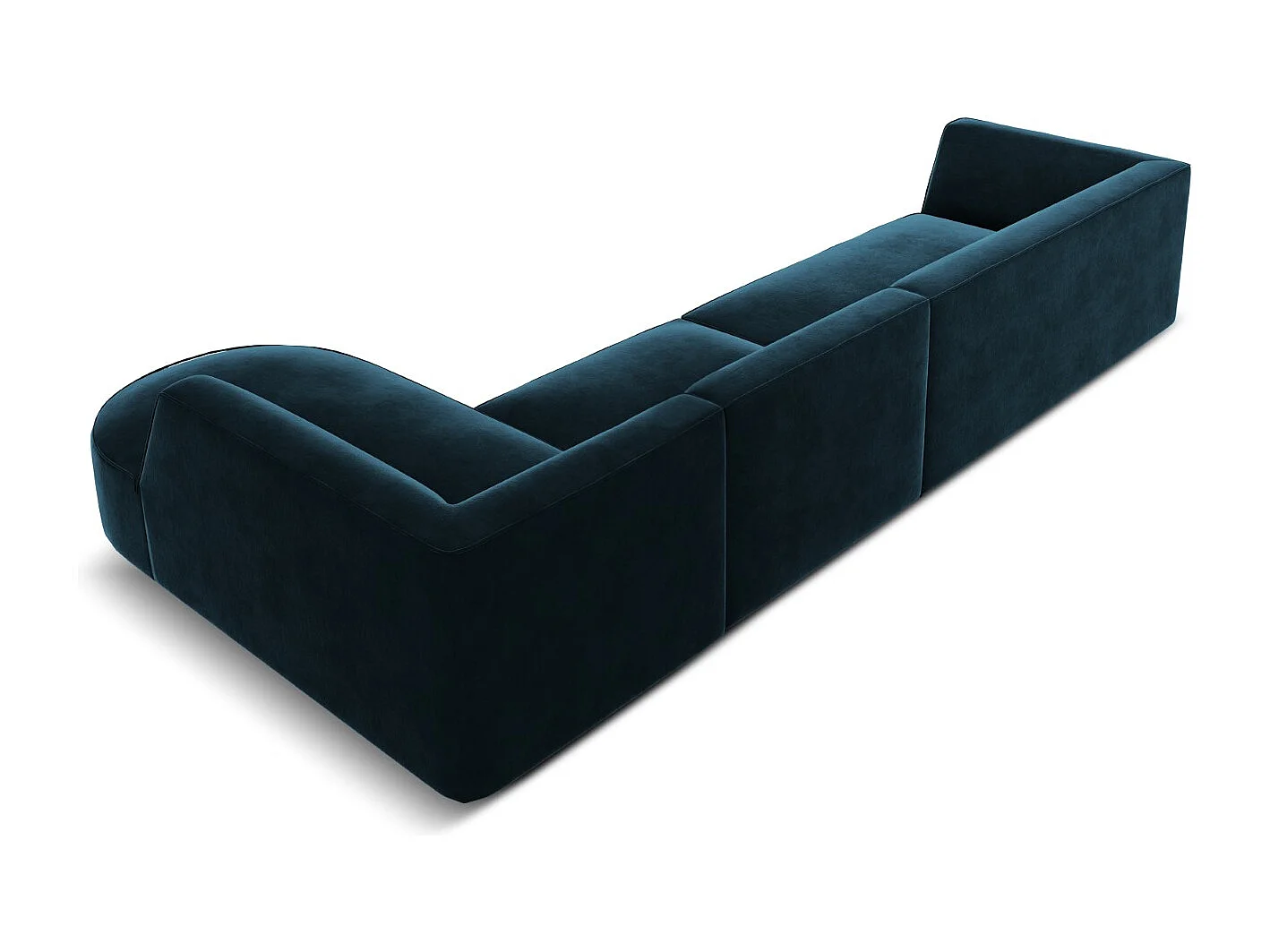 CXL by Christian Lacroix - Rechter hoekbank "Charles" 5 zitplaatsen, Flueel, Diepe olie - 366x180x69cm