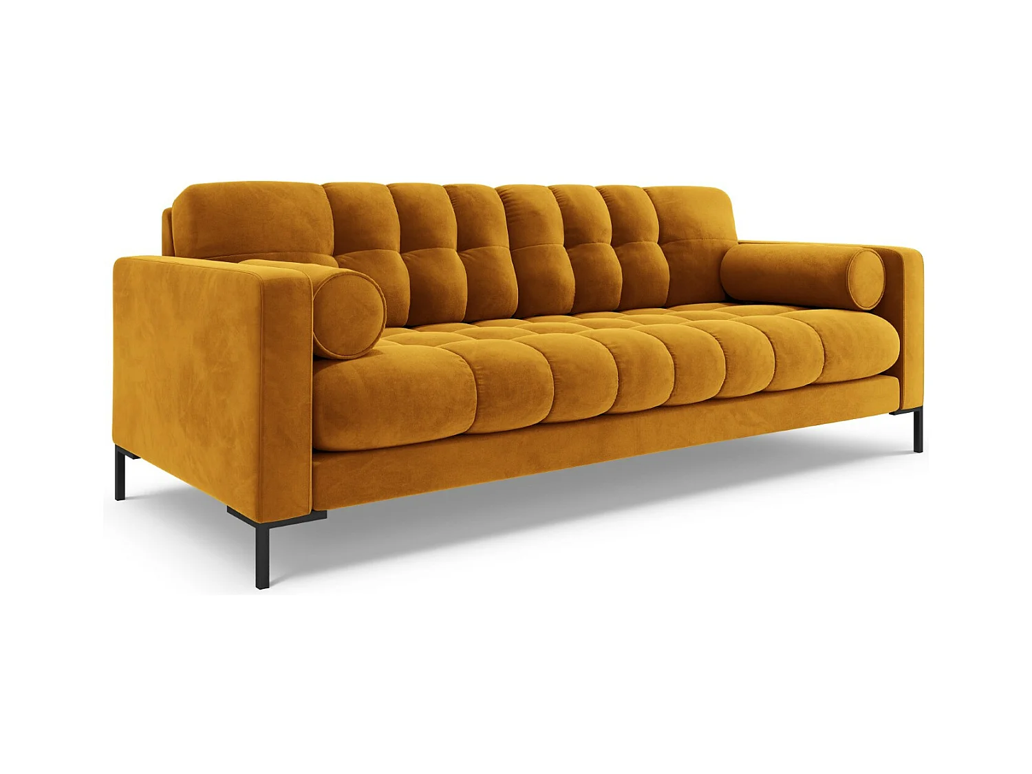 Cosmopolitan Design - Canapé "Bali" 3 places en velours jaune - 177x92x75cm