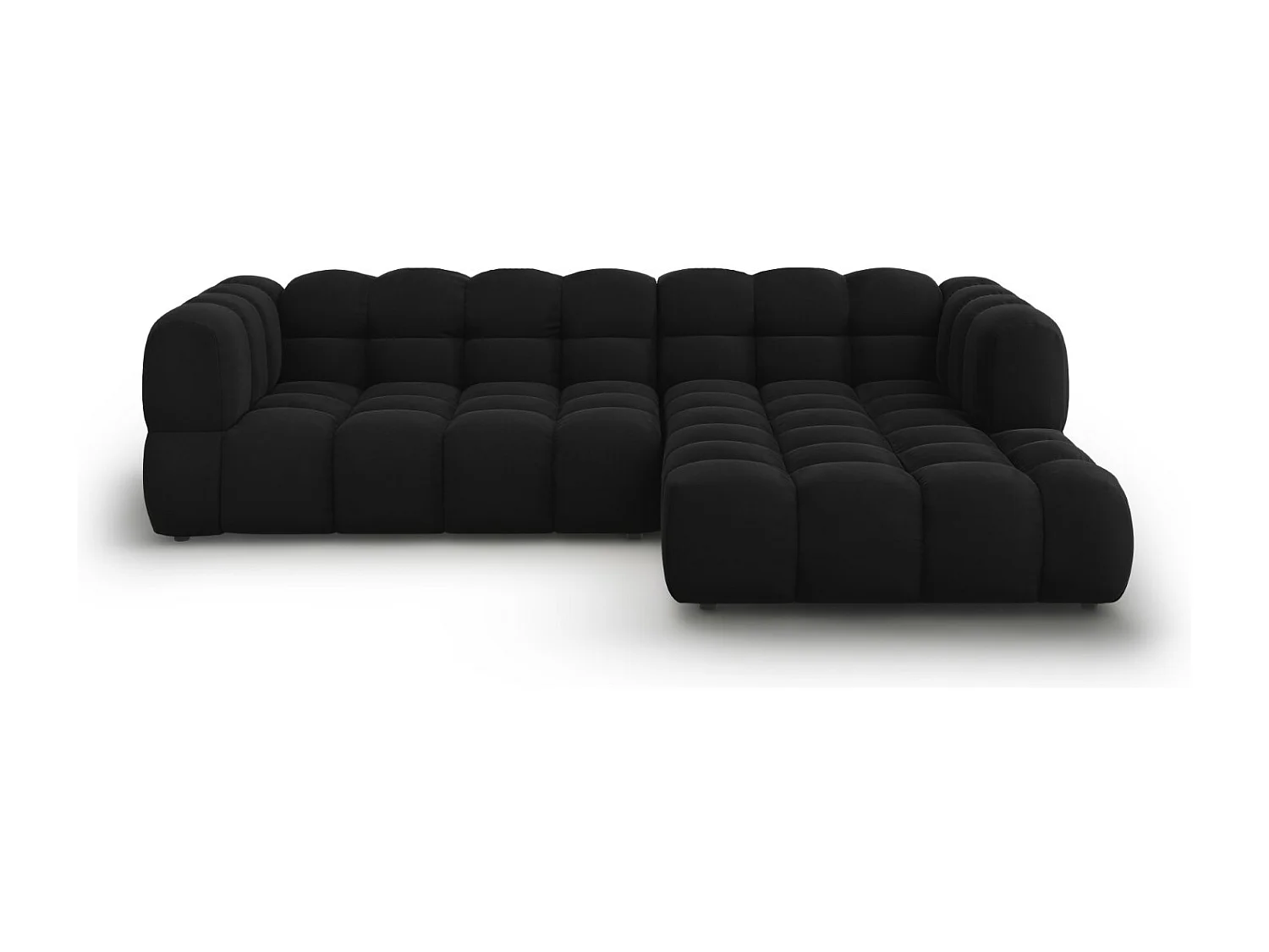 Cosmopolitan Design - Canapé d'angle droit modulable "Sky" 4 places en velours noir - 272x162x75cm