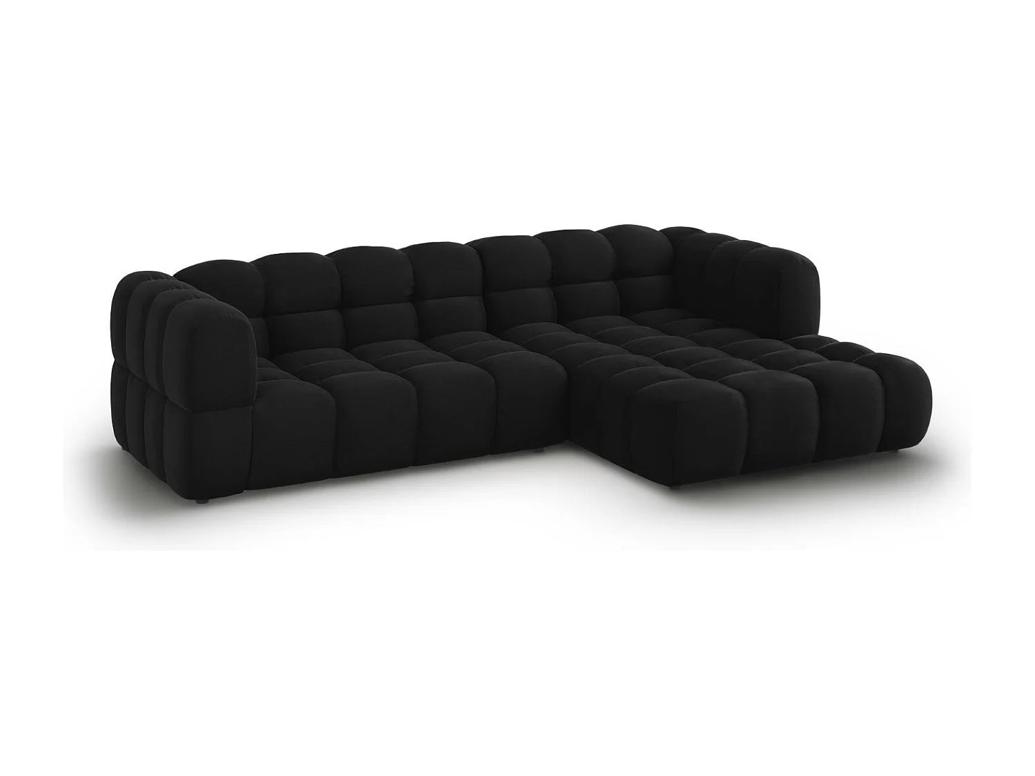 Cosmopolitan Design - Canapé d'angle droit modulable "Sky" 4 places en velours noir - 272x162x75cm