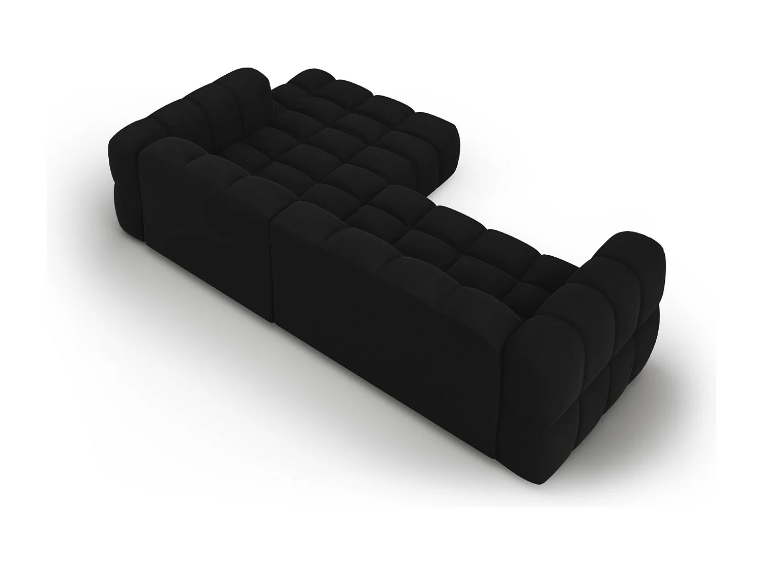 Cosmopolitan Design - Canapé d'angle droit modulable "Sky" 4 places en velours noir - 272x162x75cm