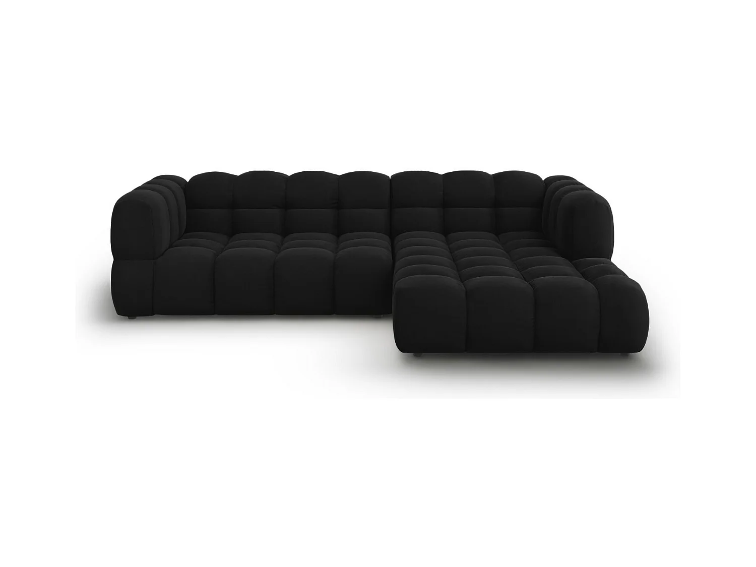 Cosmopolitan Design - Modulaire hoekbank rechts "Sky" 4 zitplaatsen, Flueel, Zwart - 272x162x75cm